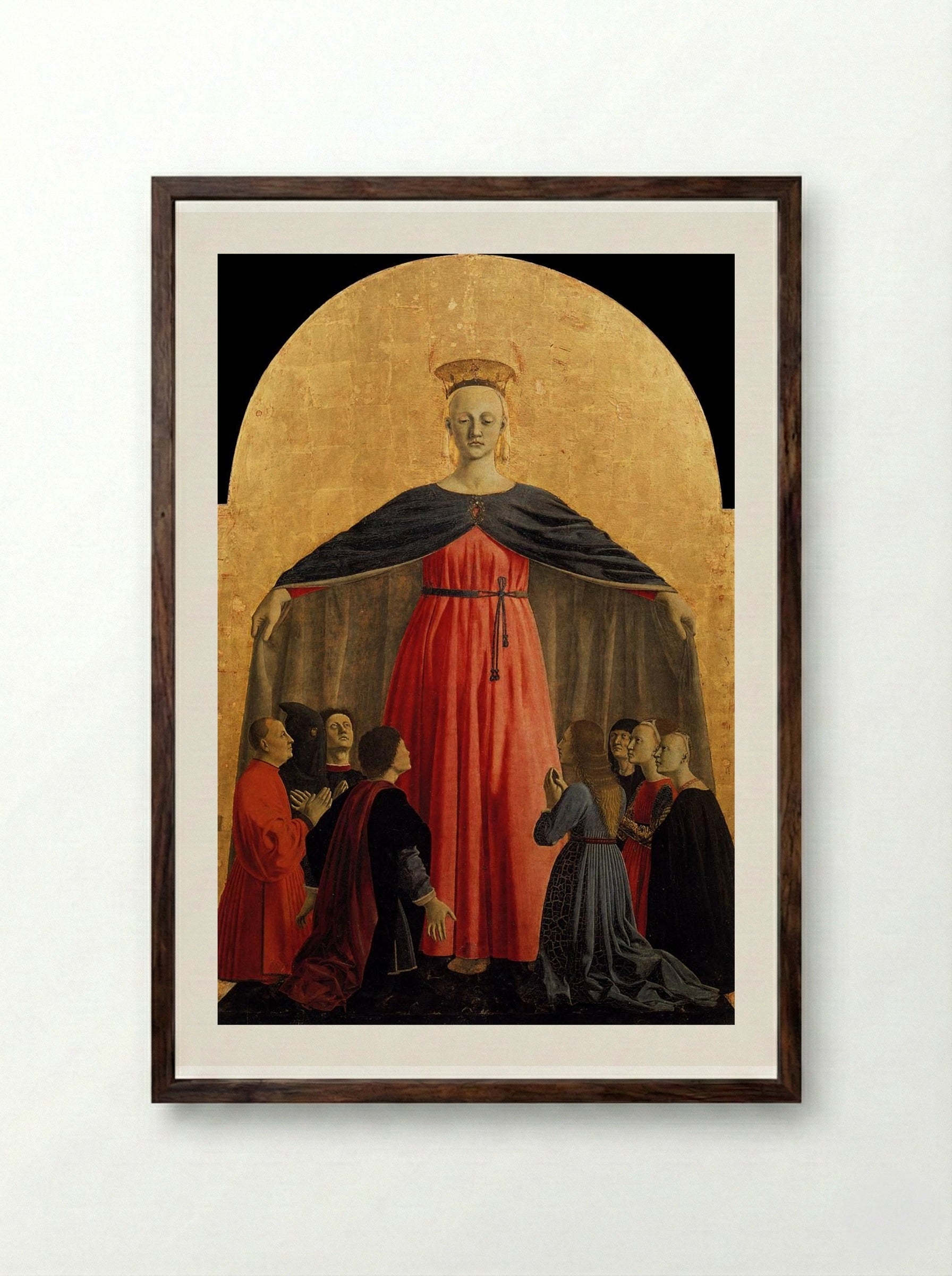 The Madonna of Mercy - Piero della Francesca - Framed Print Dark Wood