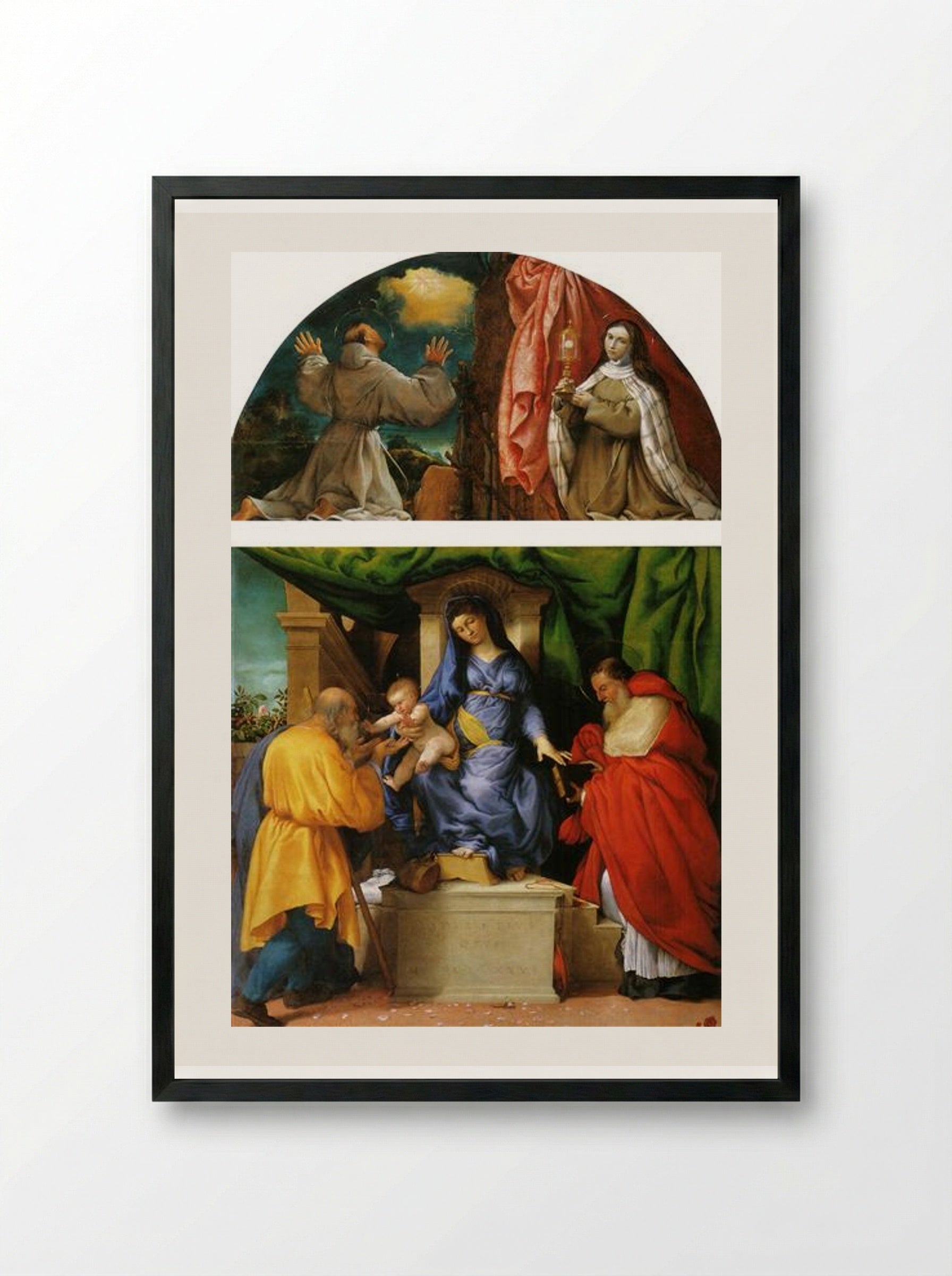 The Madonna of the Roses - Lorenzo Lotto - Framed Print Black