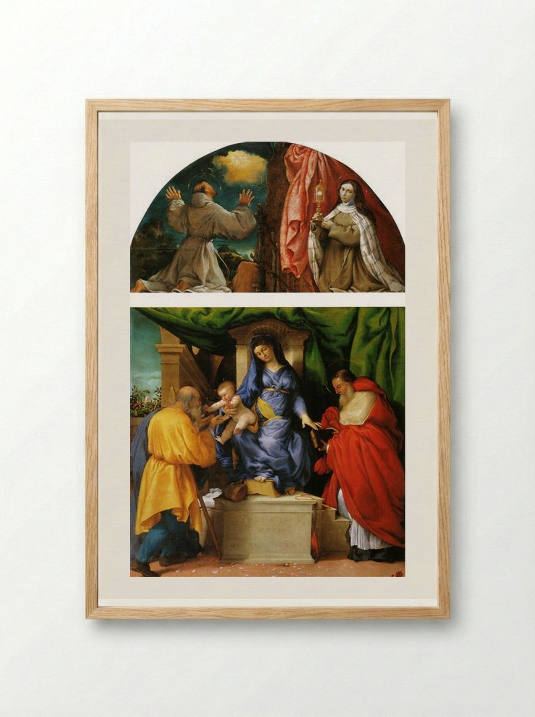 The Madonna of the Roses - Lorenzo Lotto - Framed Print Wood