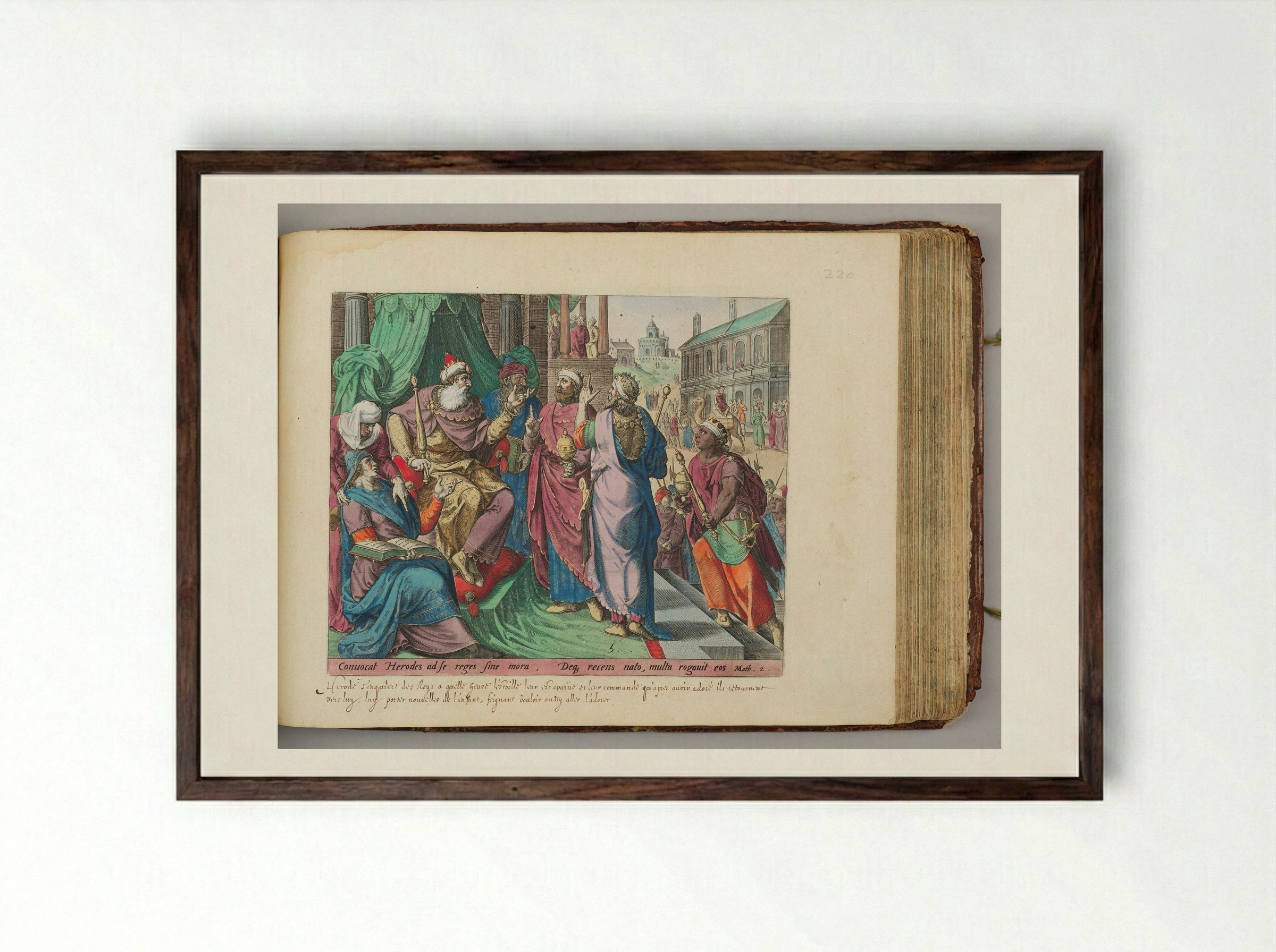 The Magi Visiting Herod - Johann Sadeler I - Framed Print Dark Wood