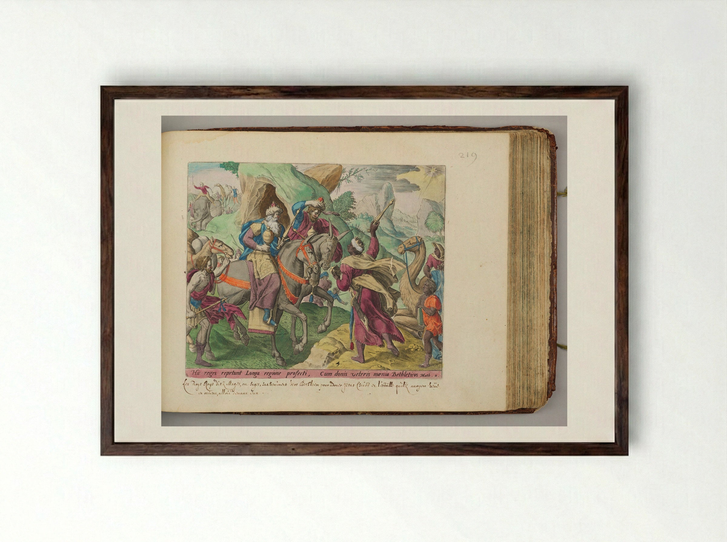 The Magi on Their Way to Bethlehem - Johann Sadeler I - Framed Print Dark Wood