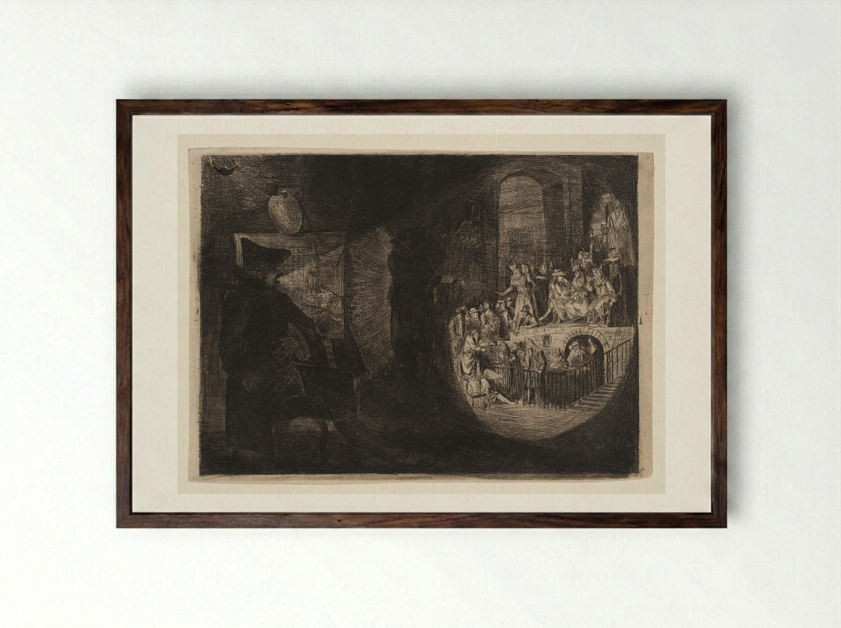 The Magic Lantern, Paul Before Felix - Paul Sandby - Framed Print Dark Wood