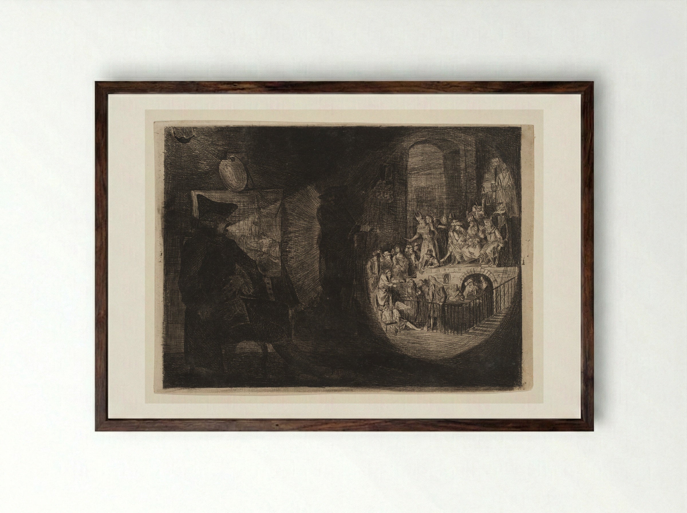 The Magic Lantern, Paul Before Felix - Paul Sandby - Framed Print Dark Wood