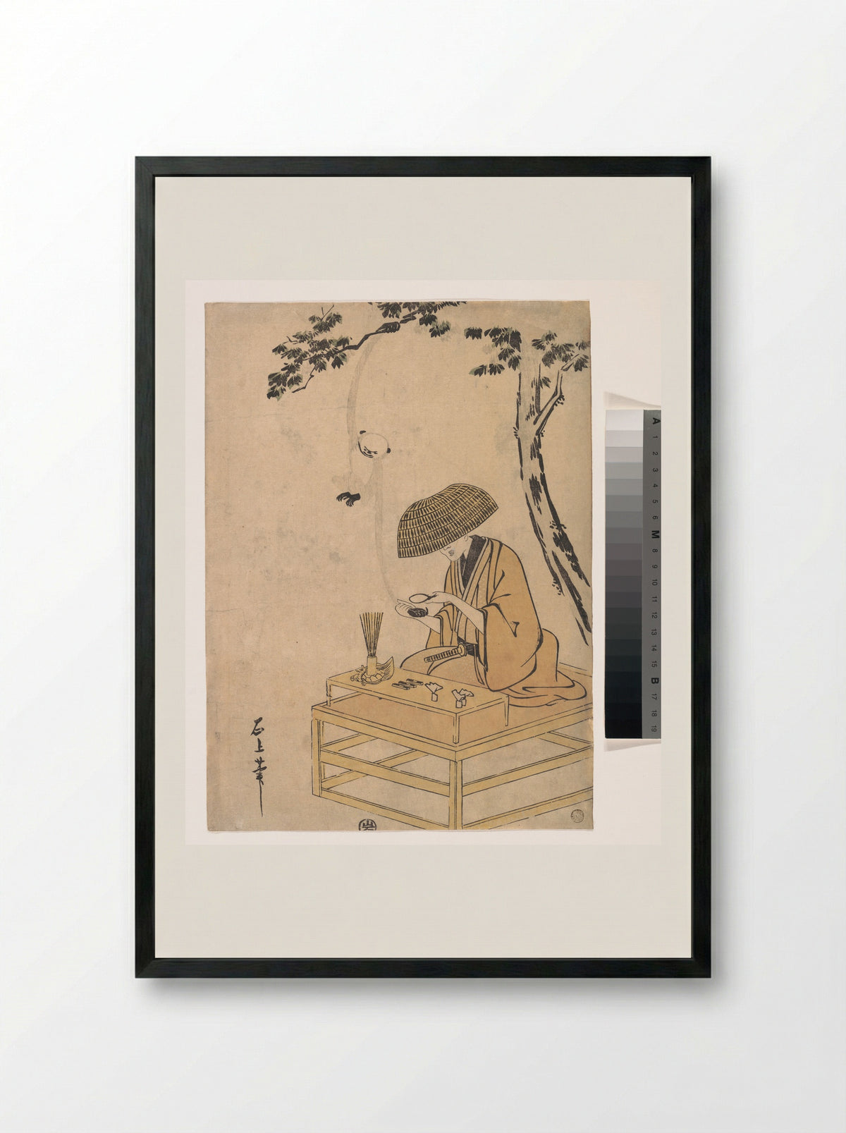 The Magnifying Glass - Toriyama Sekien - Framed Print Black