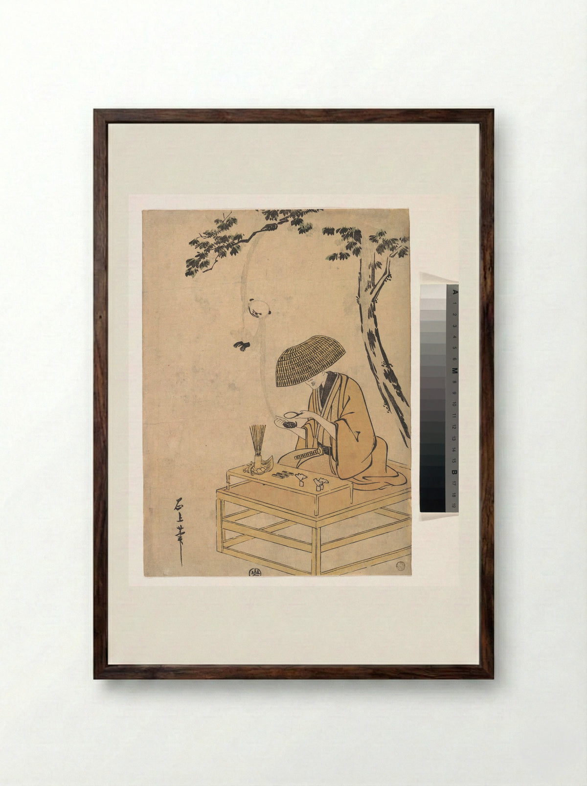 The Magnifying Glass - Toriyama Sekien - Framed Print Dark Wood