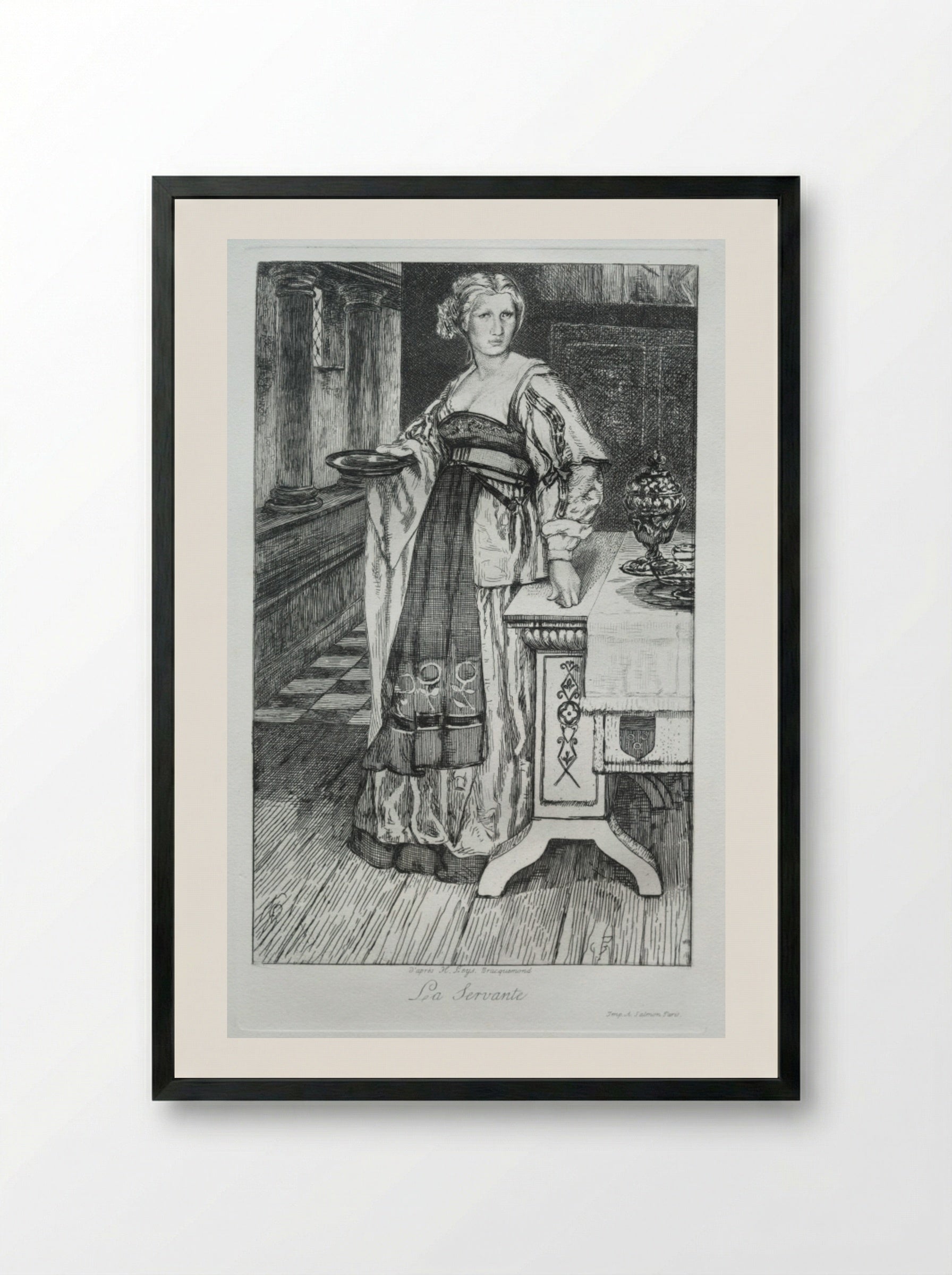 The Maidservant - Félix Bracquemond - Framed Print Black