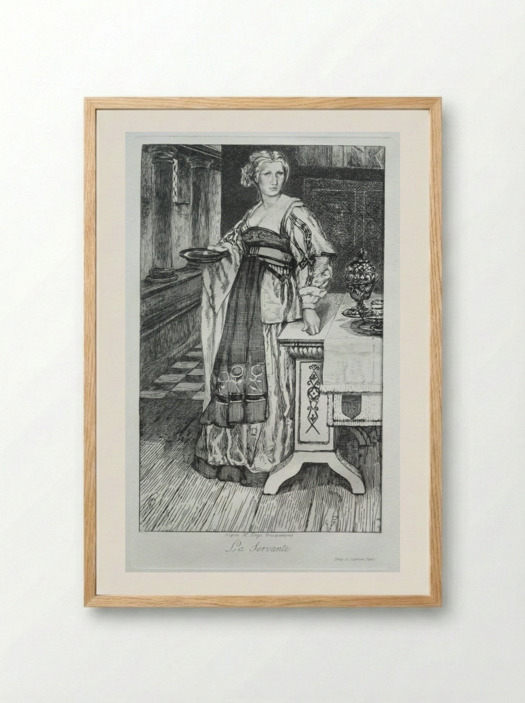 The Maidservant - Félix Bracquemond - Framed Print Wood