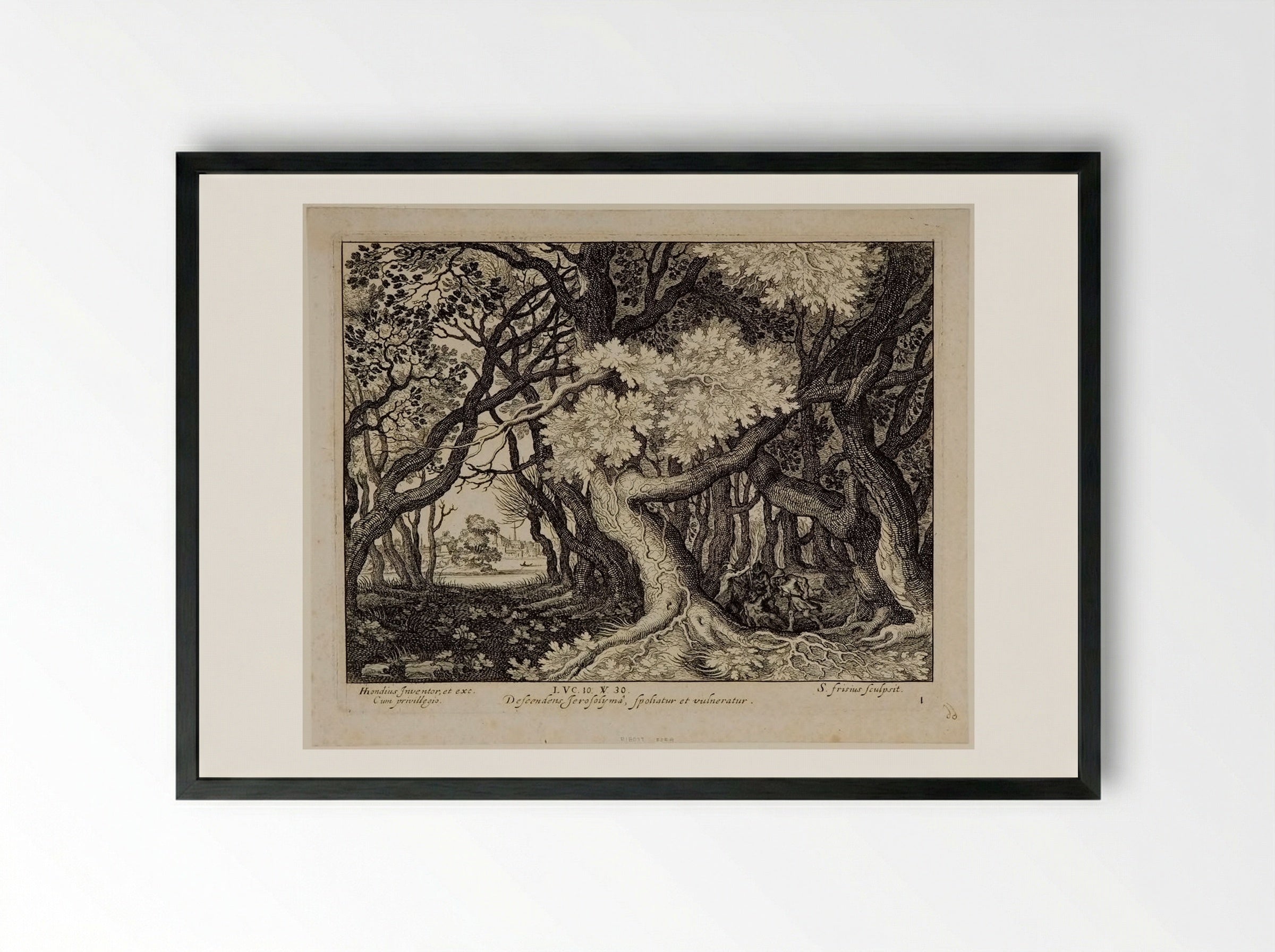 The Man Wounded by the Thieves - Simon Frisius - Framed Print Black