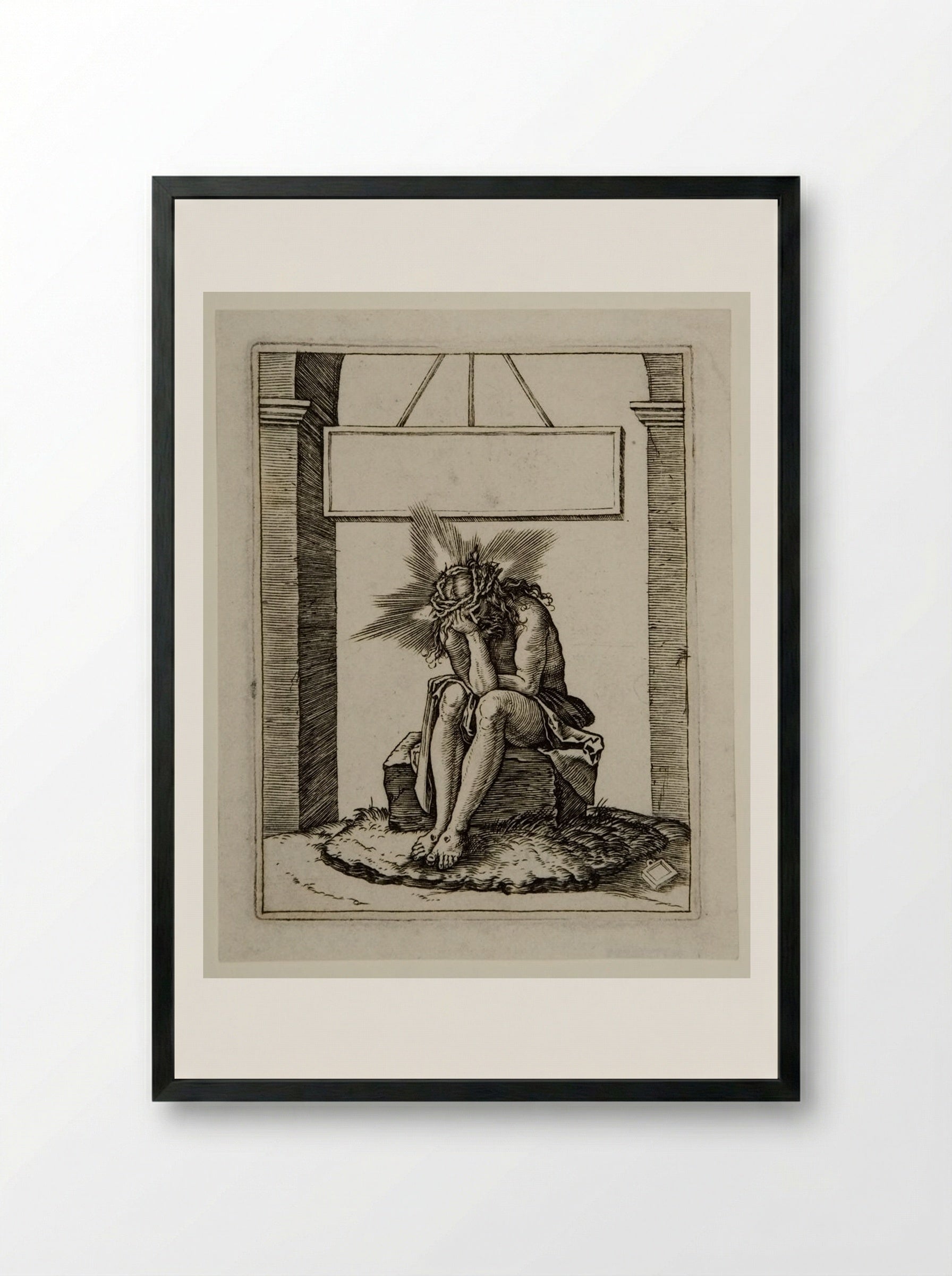 The Man of Sorrows - Marcantonio Raimondi - Framed Print Black