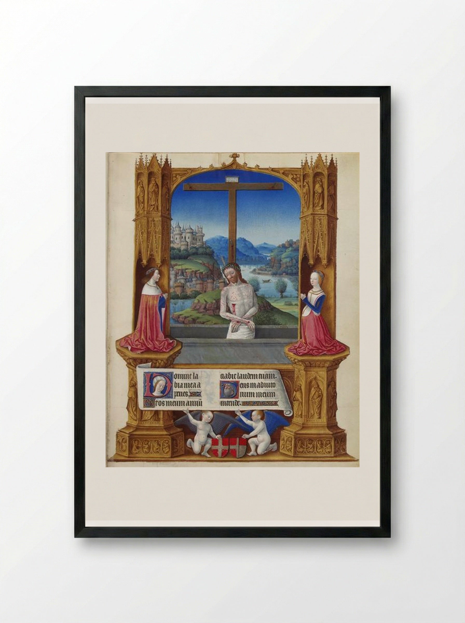 The Man of Sorrows - Limbourg brothers - Framed Print Black