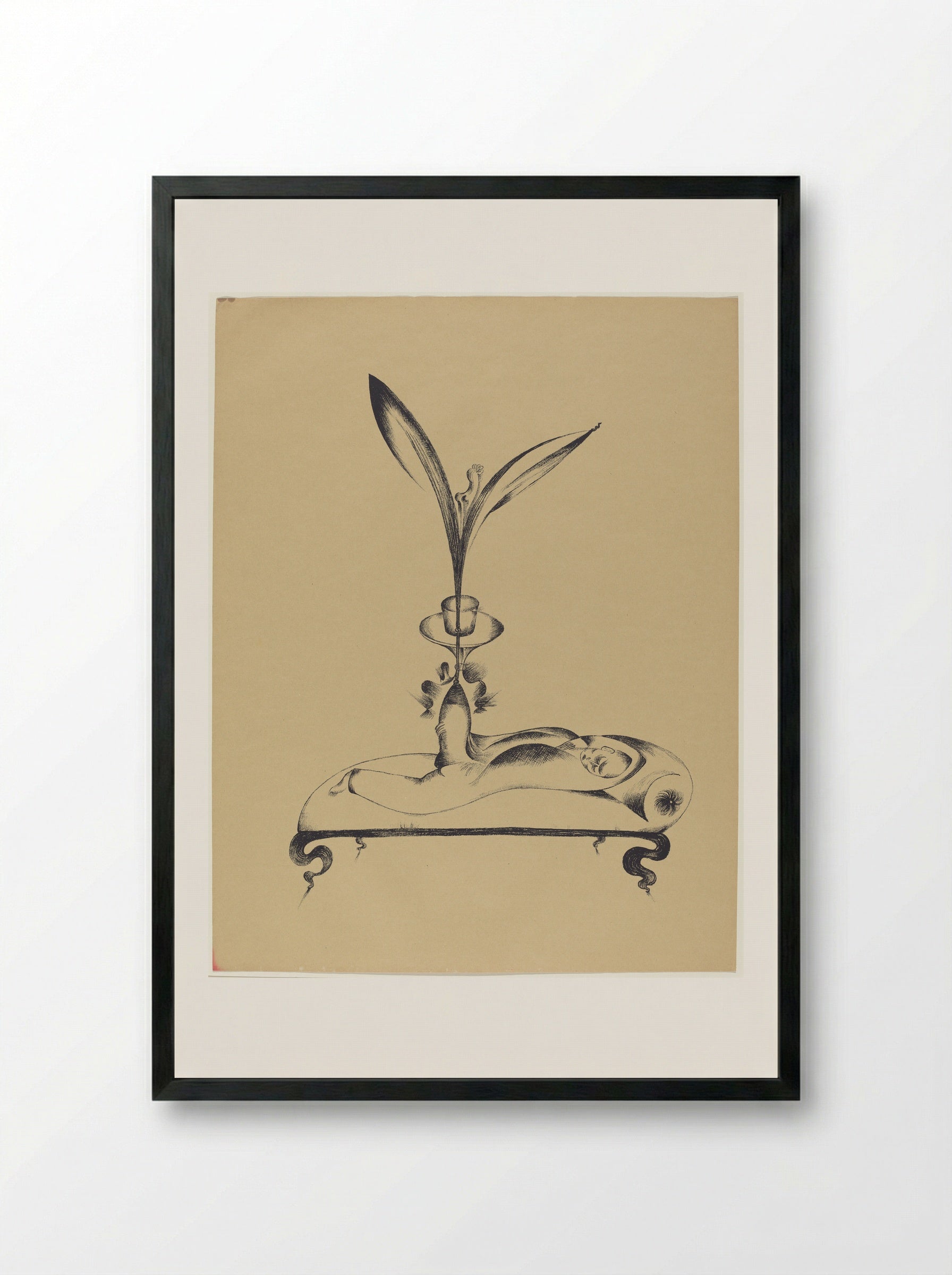 The Man with the Wooden Leg Dreams - Heinrich Hoerle - Framed Print Black