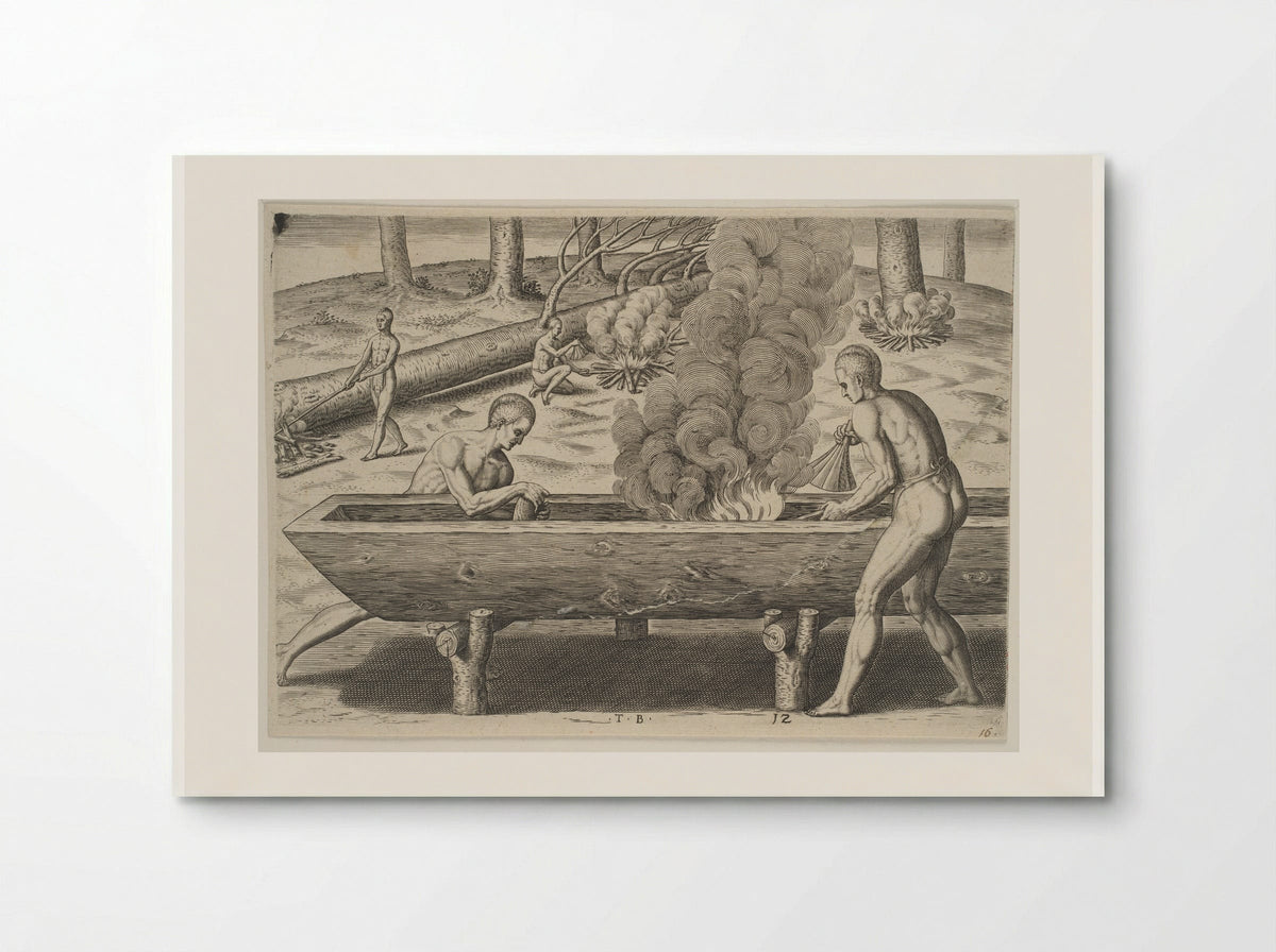 The Manner of Making their Boats - Theodor de Bry - Poster