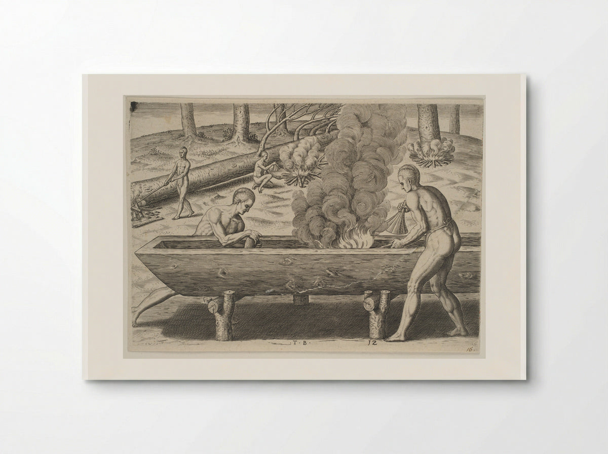 The Manner of Making their Boats - Theodor de Bry - Poster