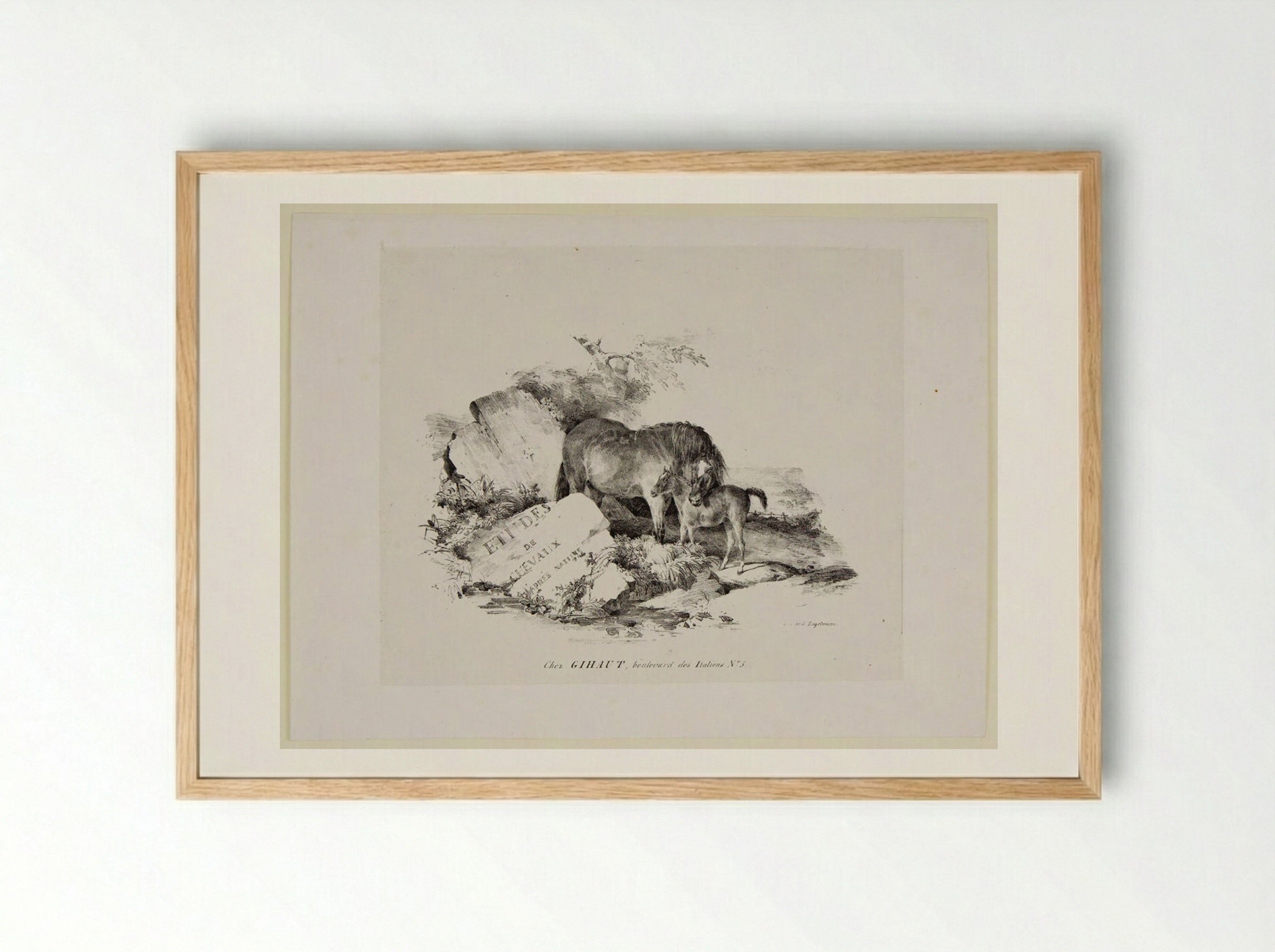 The Mare and Its Colt - Théodore Géricault - Framed Print Wood