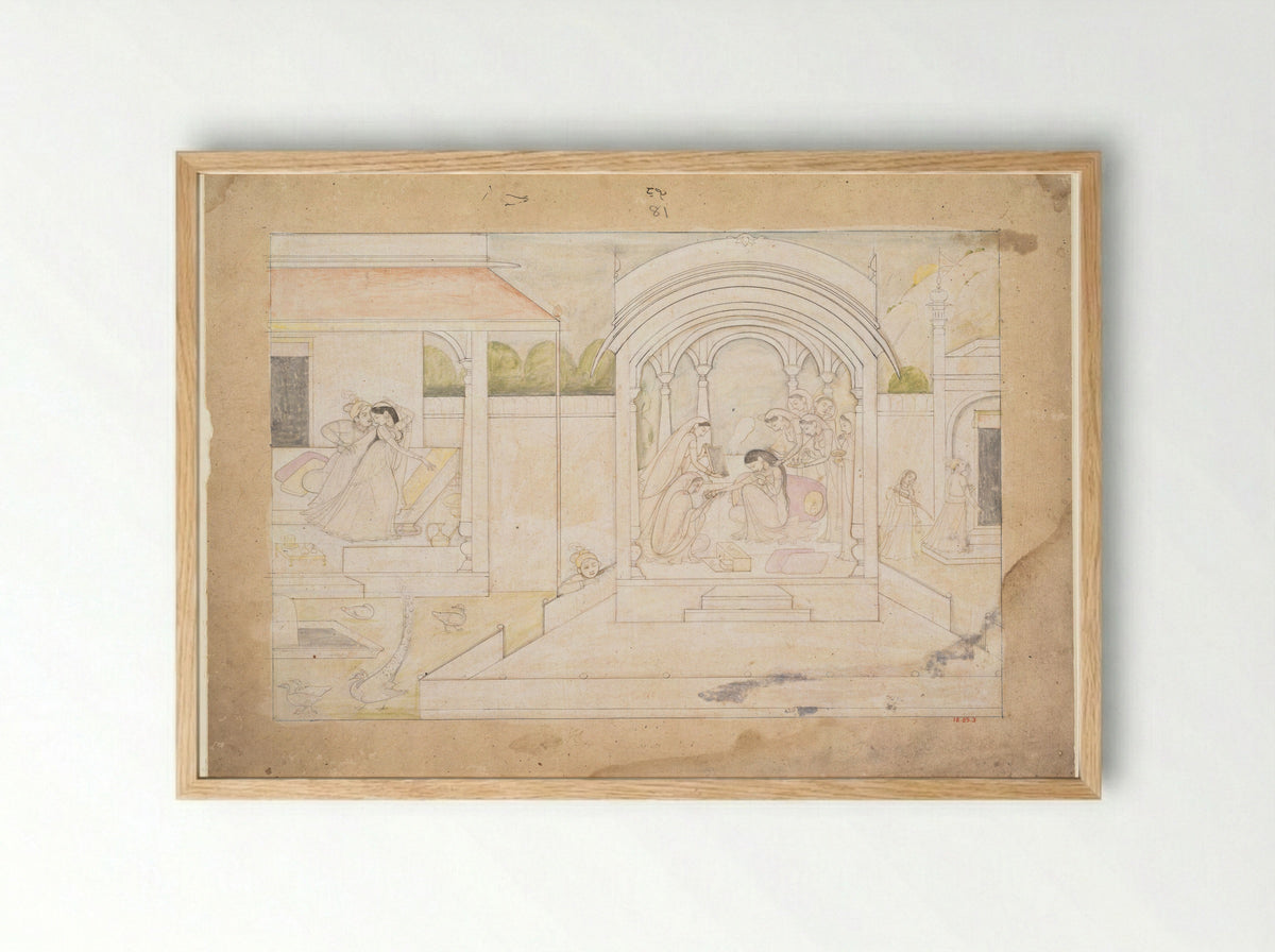 The Marital Bliss of Nala and Damayanti - Ranjha - Framed Print Wood