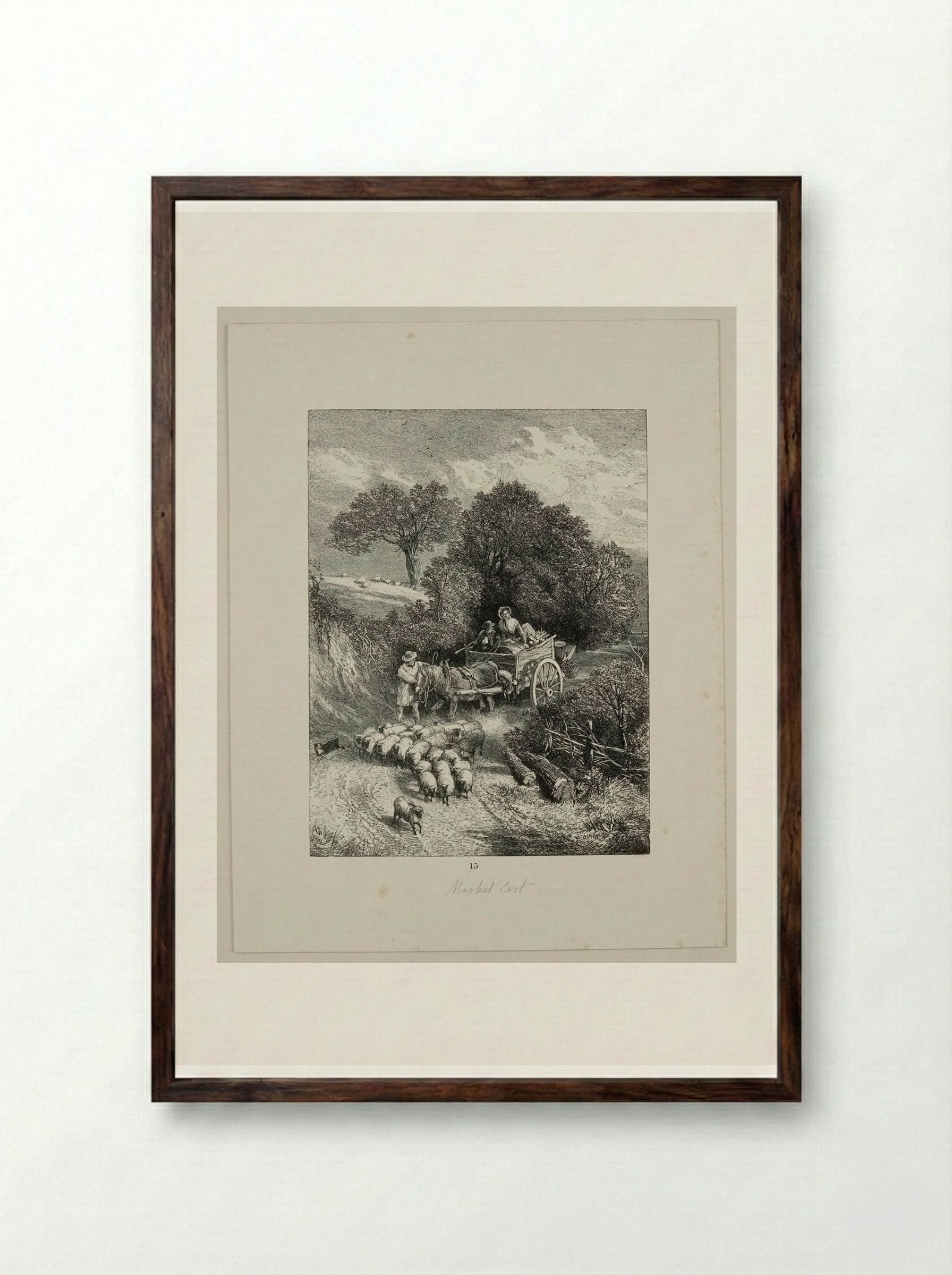 The Market Cart - Edward Dalziel - Framed Print Dark Wood