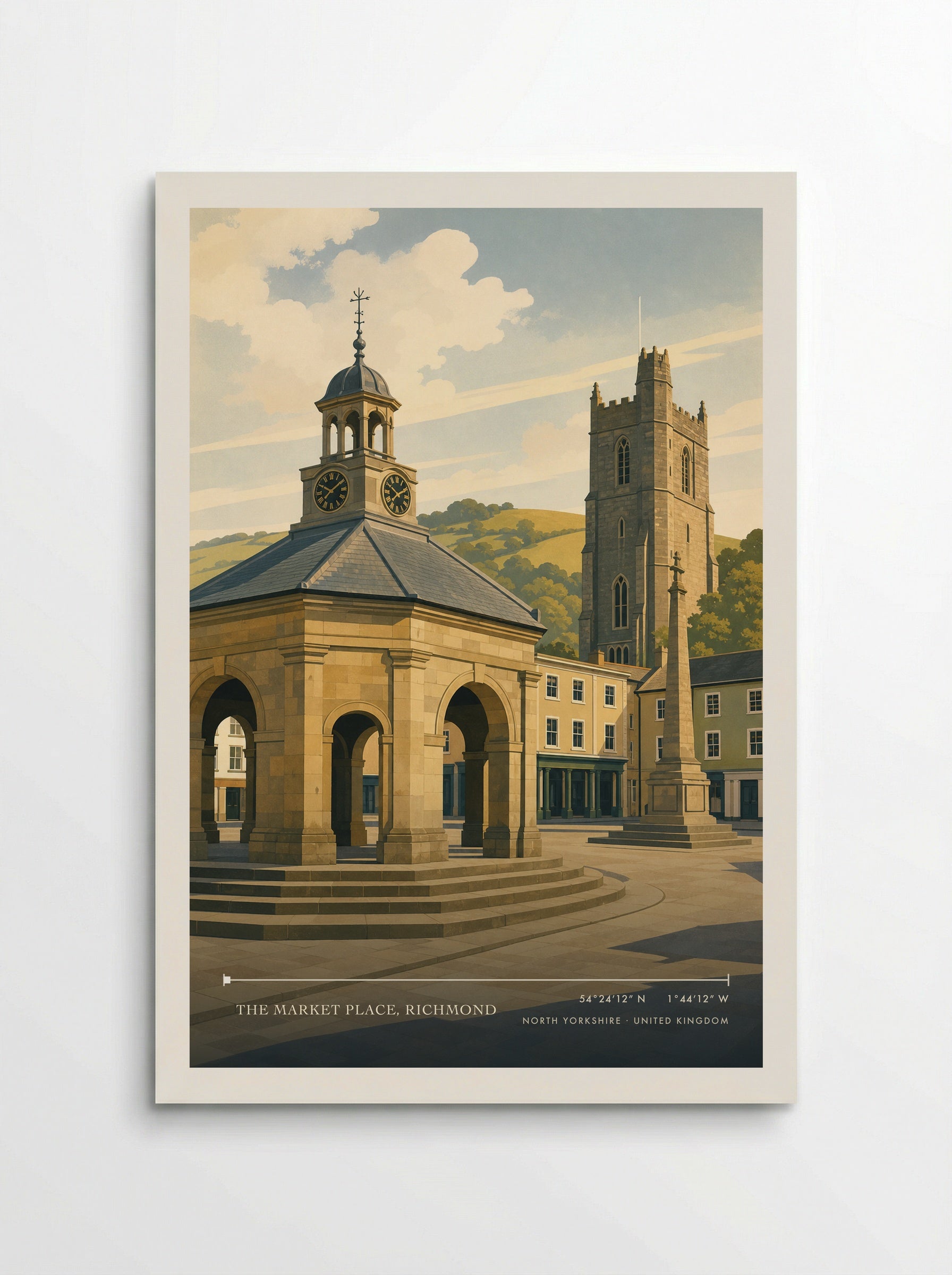 The Market Place, Richmond North Yorkshire United Kingdom Travel Poster - Poster