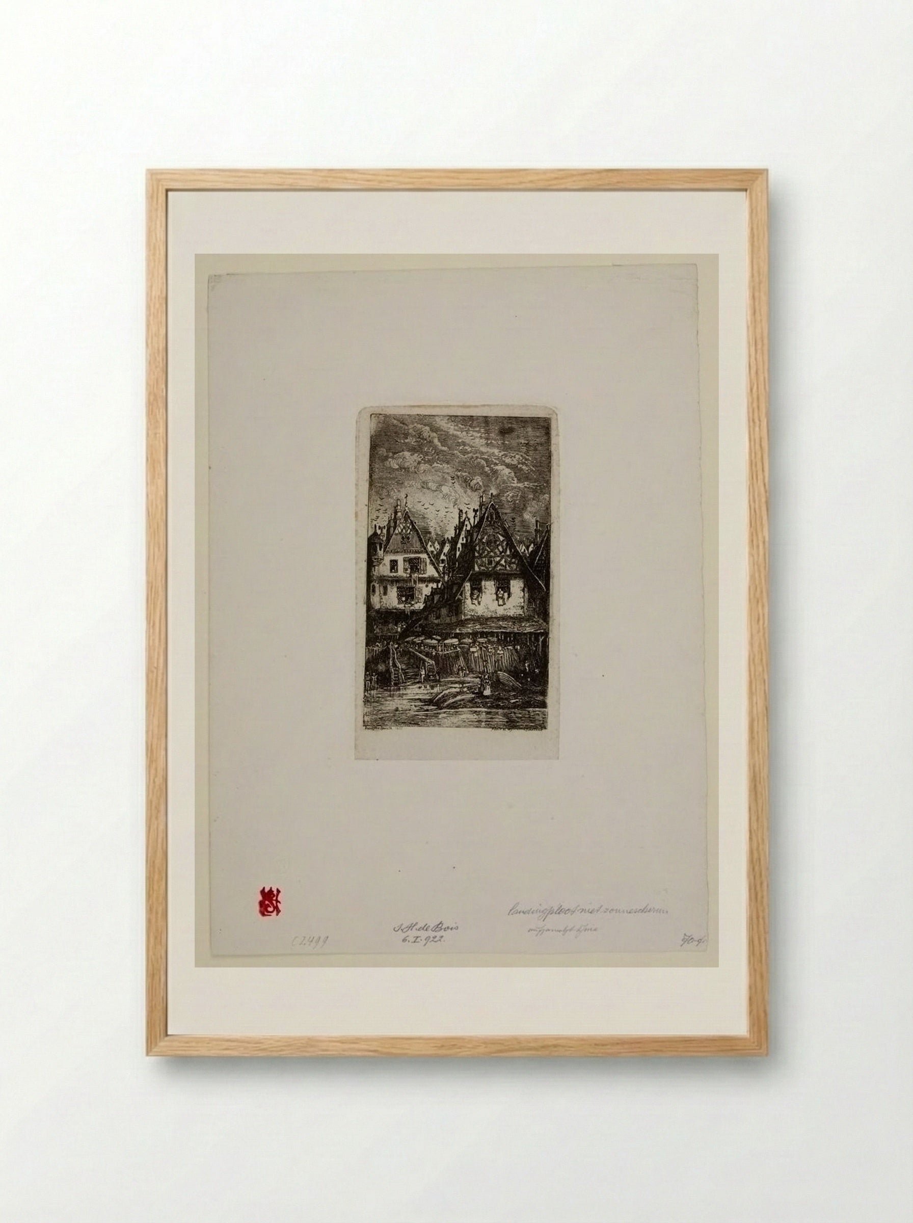 The Market with Umbrellas - Rodolphe Bresdin - Framed Print Wood