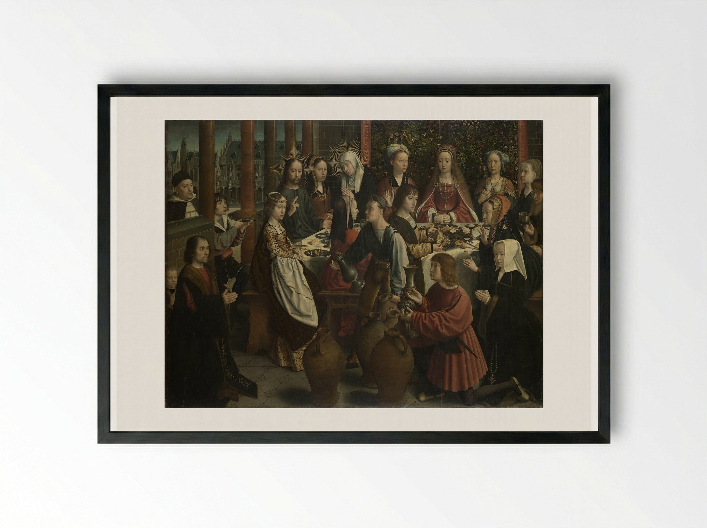 The Marriage at Cana - Gerard David - Framed Print Black