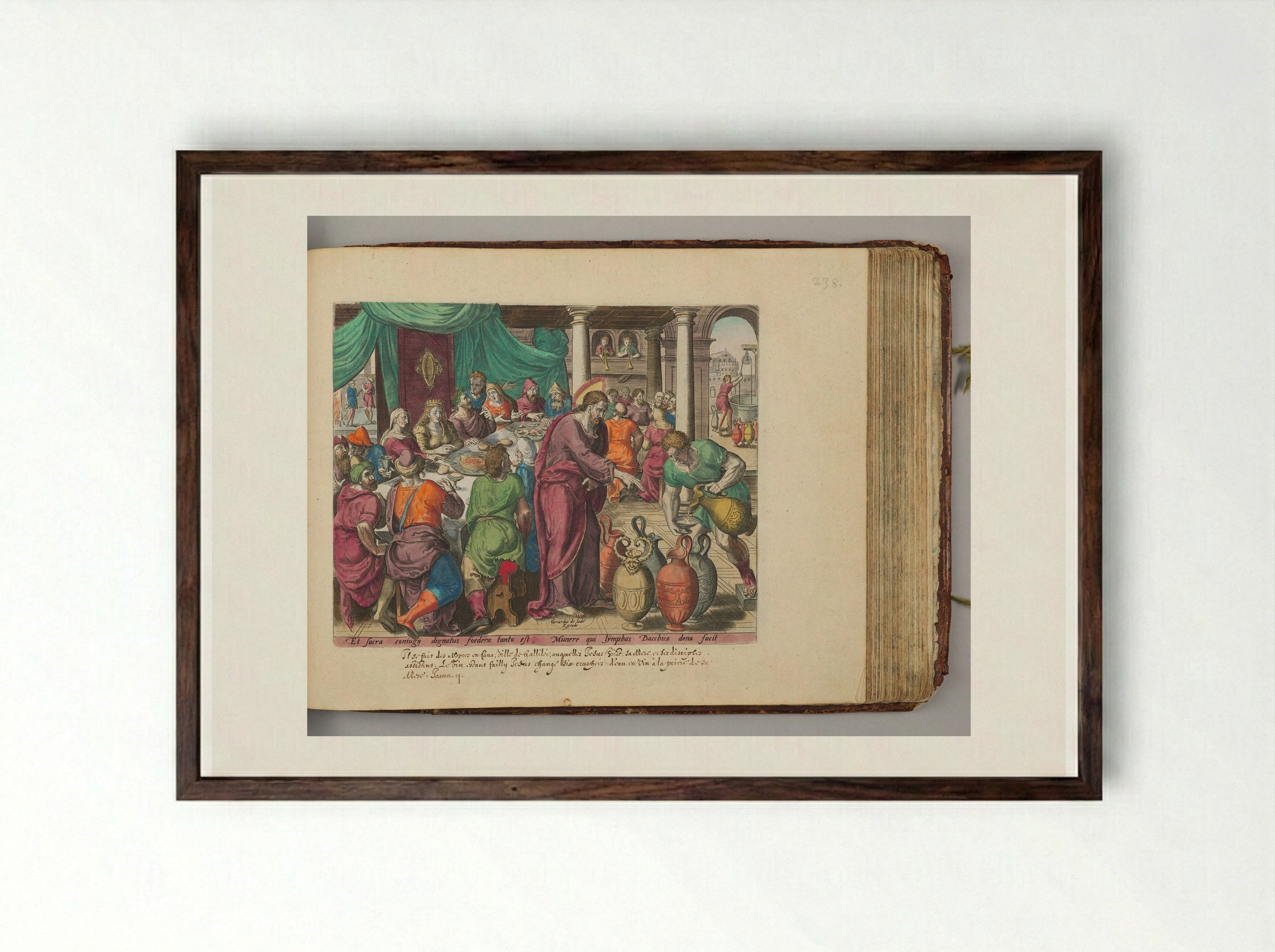 The Marriage at Cana - Johannes Wierix - Framed Print Dark Wood