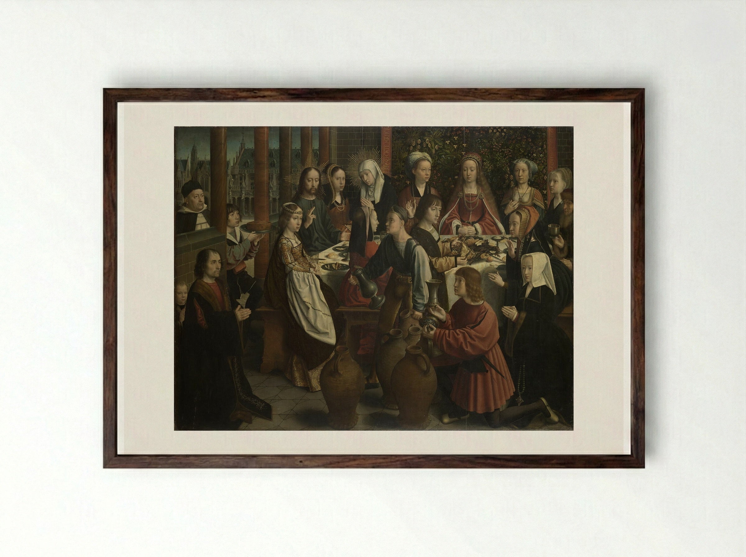 The Marriage at Cana - Gerard David - Framed Print Dark Wood