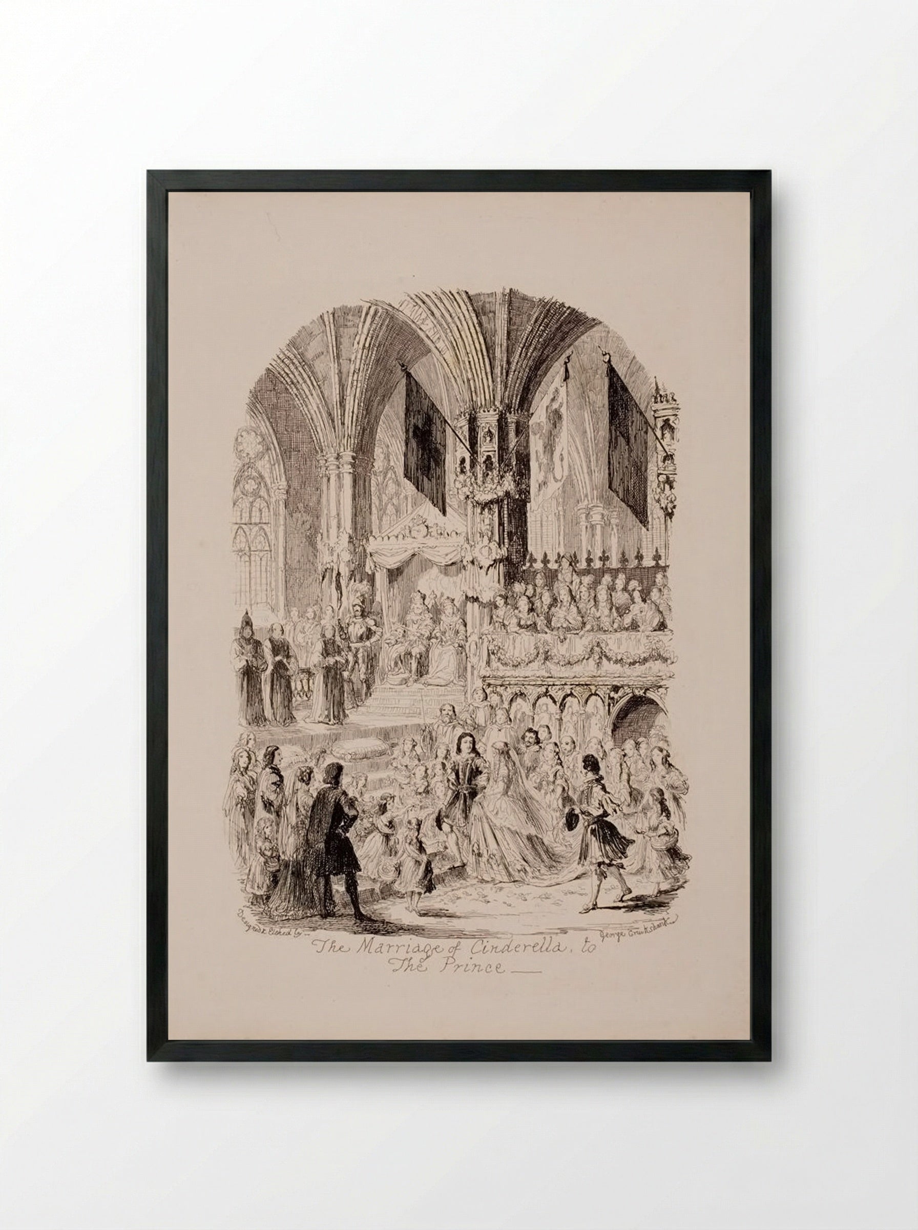 The Marriage of Cinderella - George Cruikshank - Framed Print Black