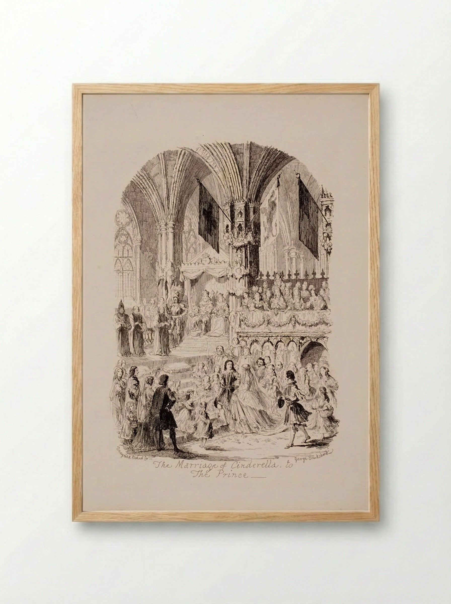 The Marriage of Cinderella - George Cruikshank - Framed Print Wood
