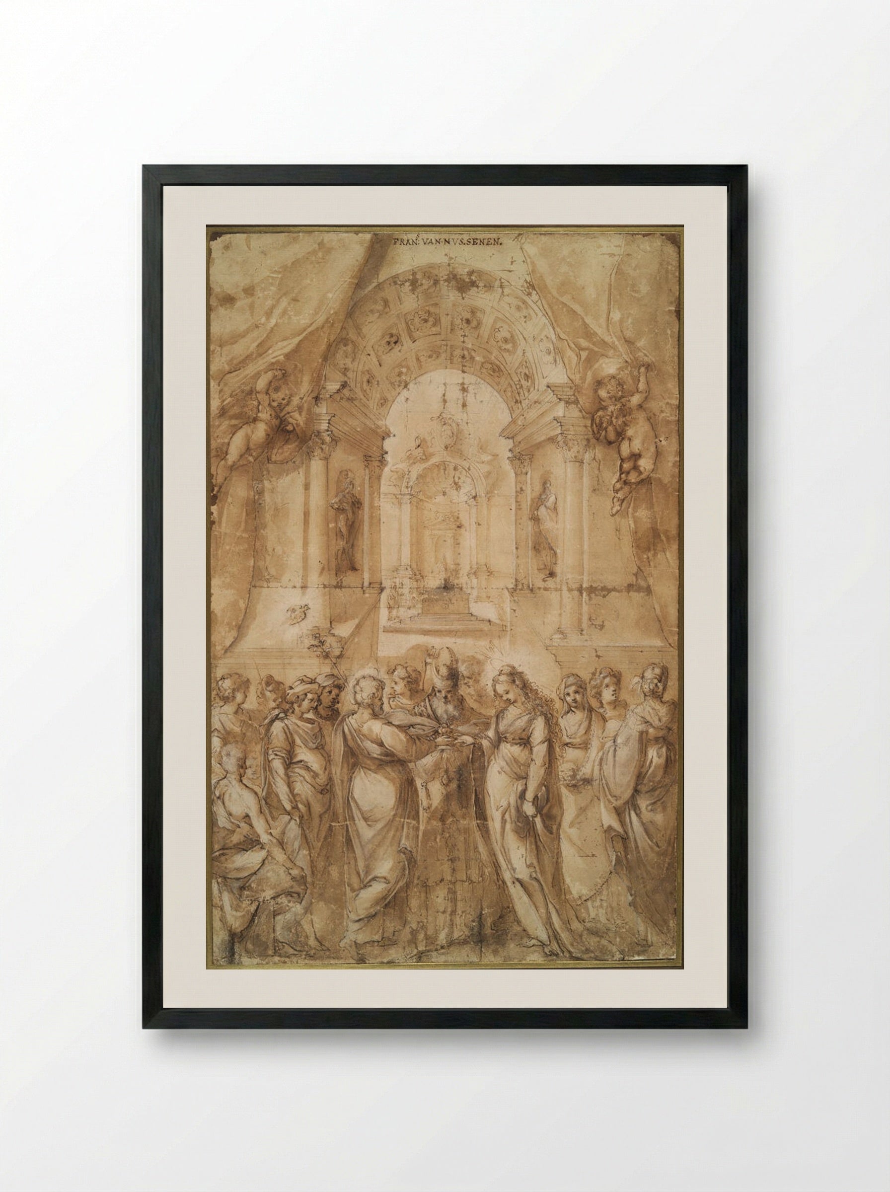 The Marriage of the Virgin - Francesco Vanni - Framed Print Black