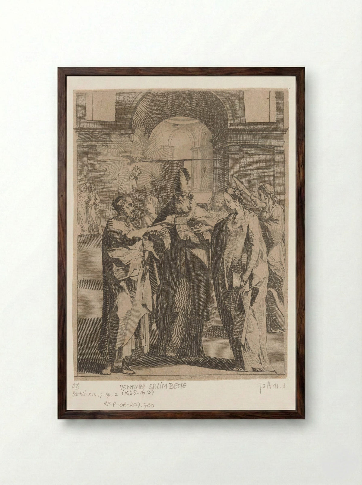 The Marriage of the Virgin - Ventura Salimbeni - Framed Print Dark Wood