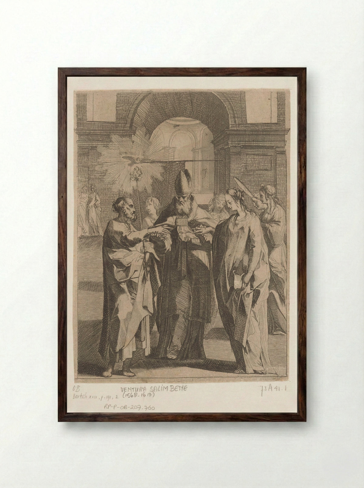 The Marriage of the Virgin - Ventura Salimbeni - Framed Print Dark Wood