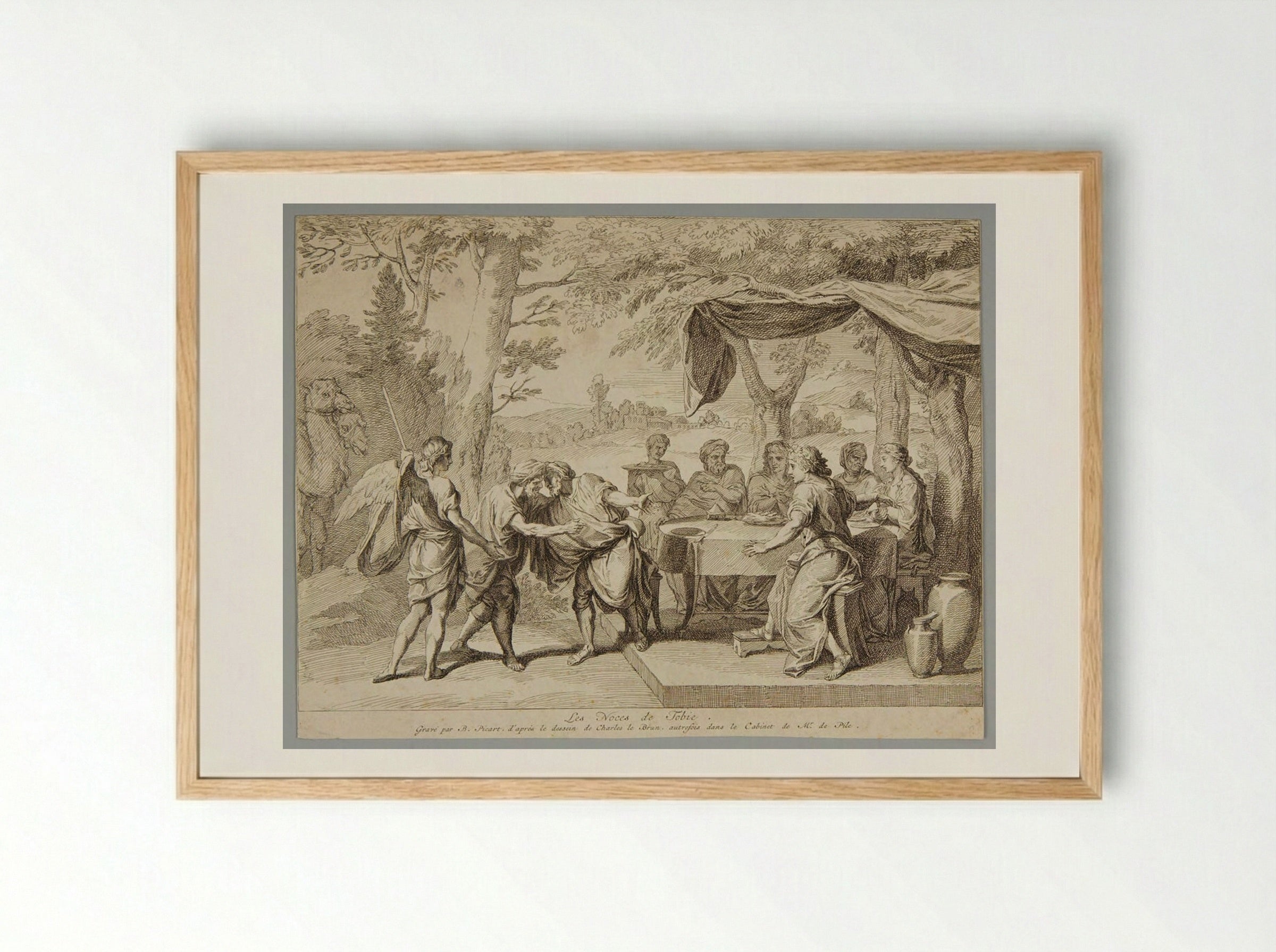 The Marriages of Tobie - Bernard Picart - Framed Print Wood