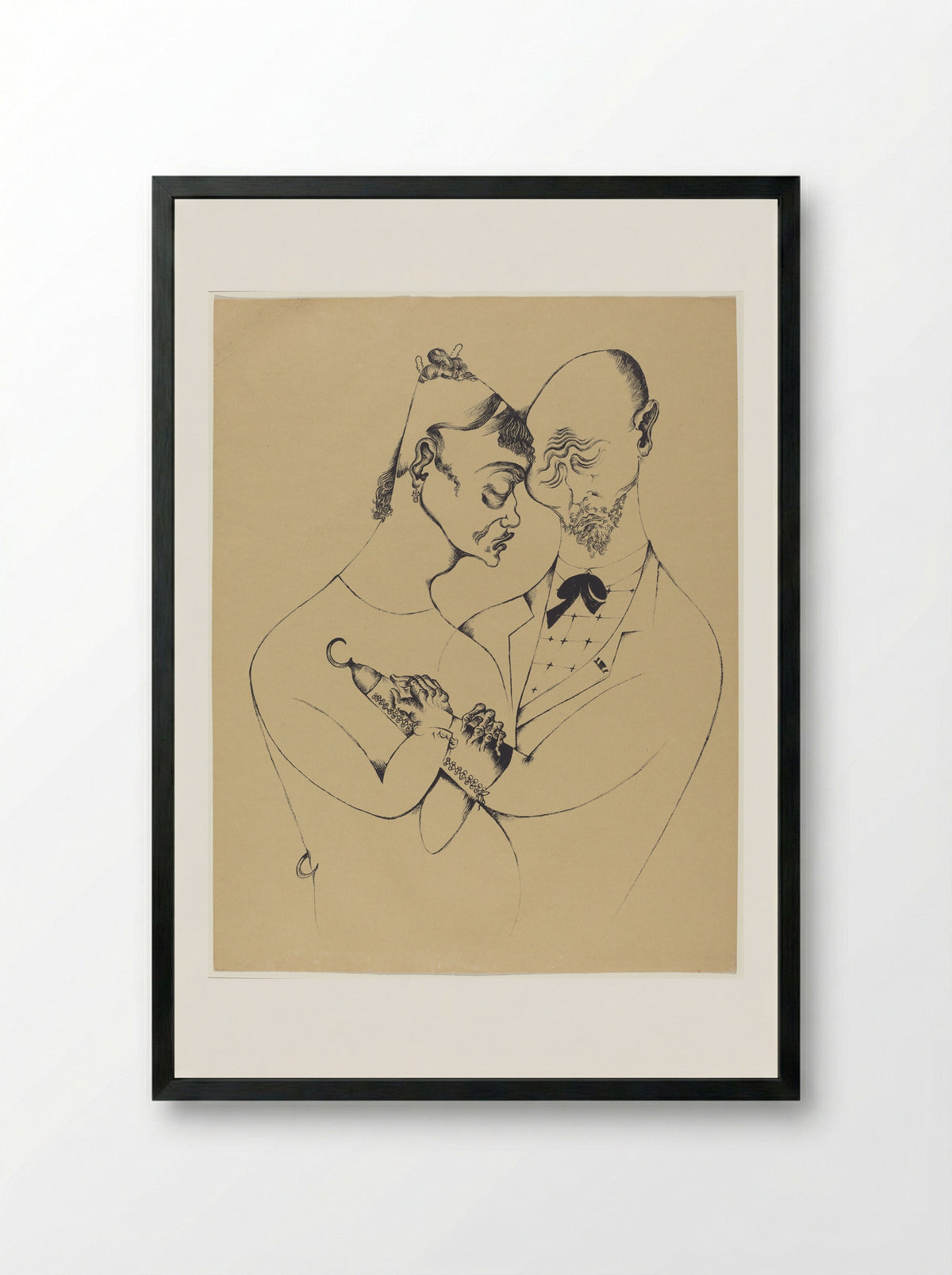 The Married Couple - Heinrich Hoerle - Framed Print Black