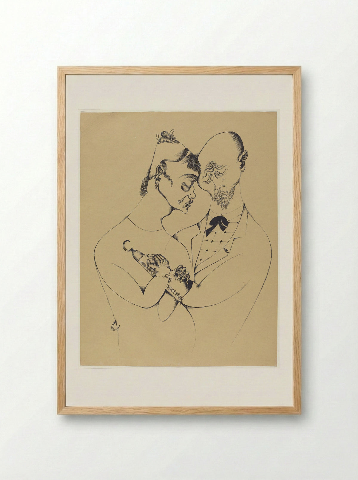 The Married Couple - Heinrich Hoerle - Framed Print Wood