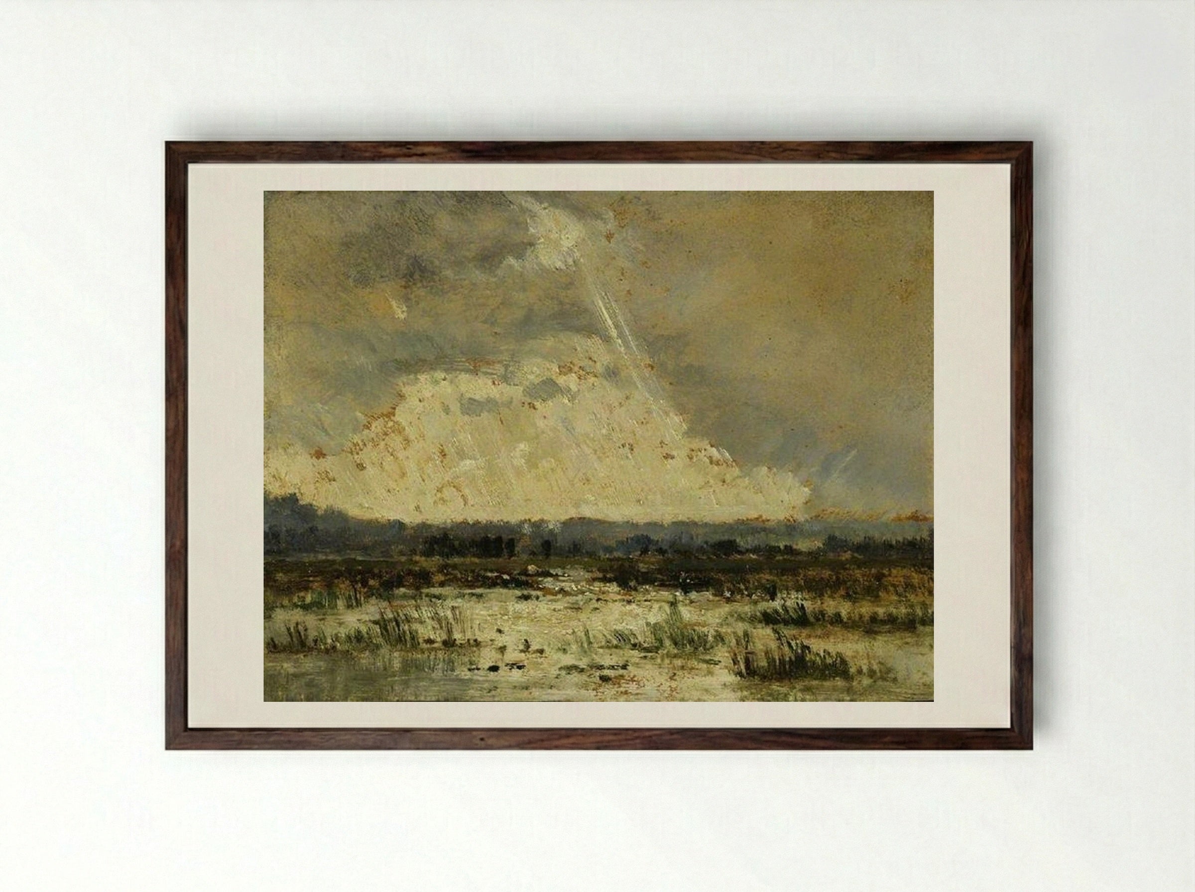The Marsh in the Souterraine - Théodore Rousseau - Framed Print Dark Wood