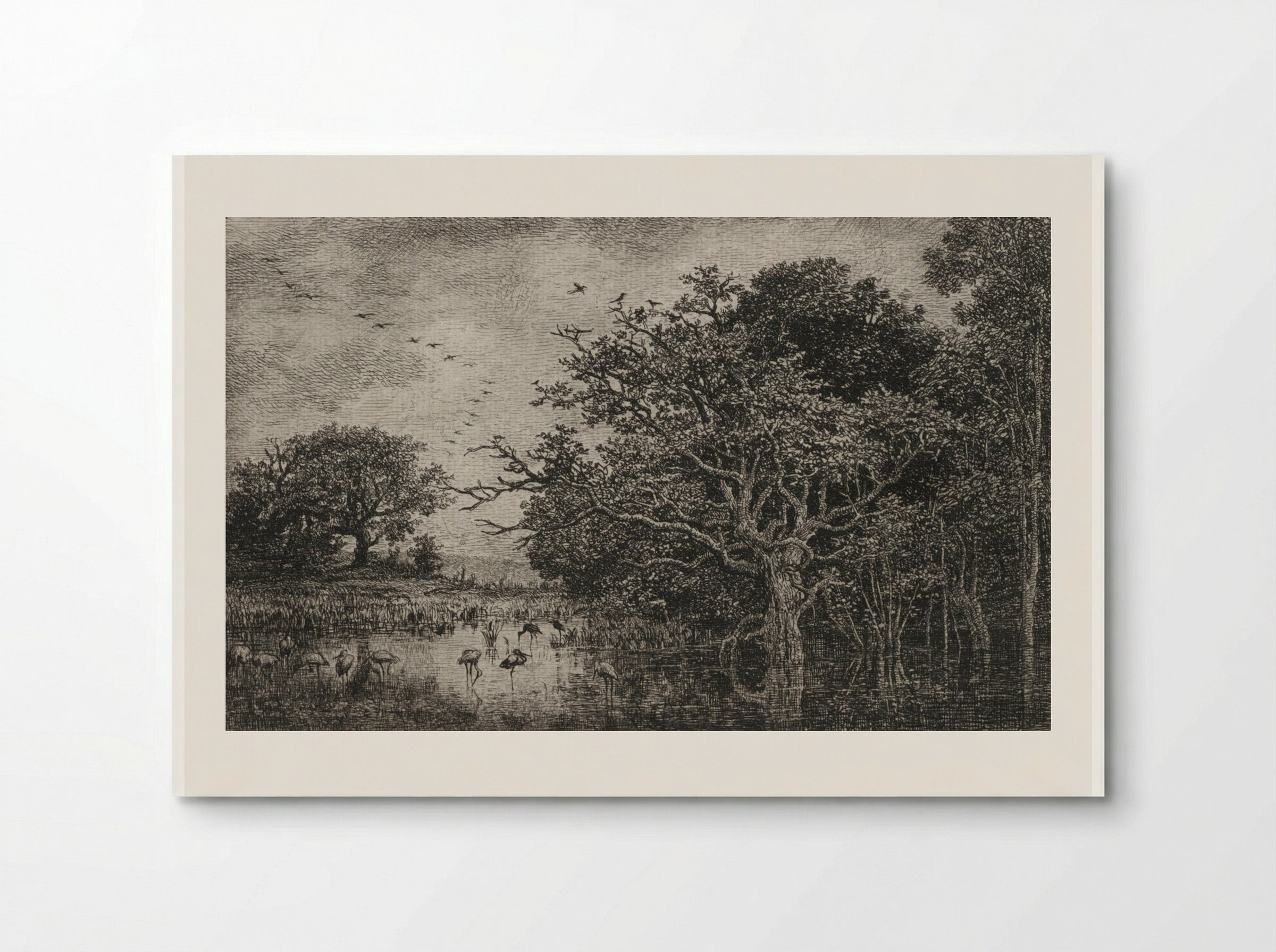 The Marsh with Storks - Charles François Daubigny - Poster