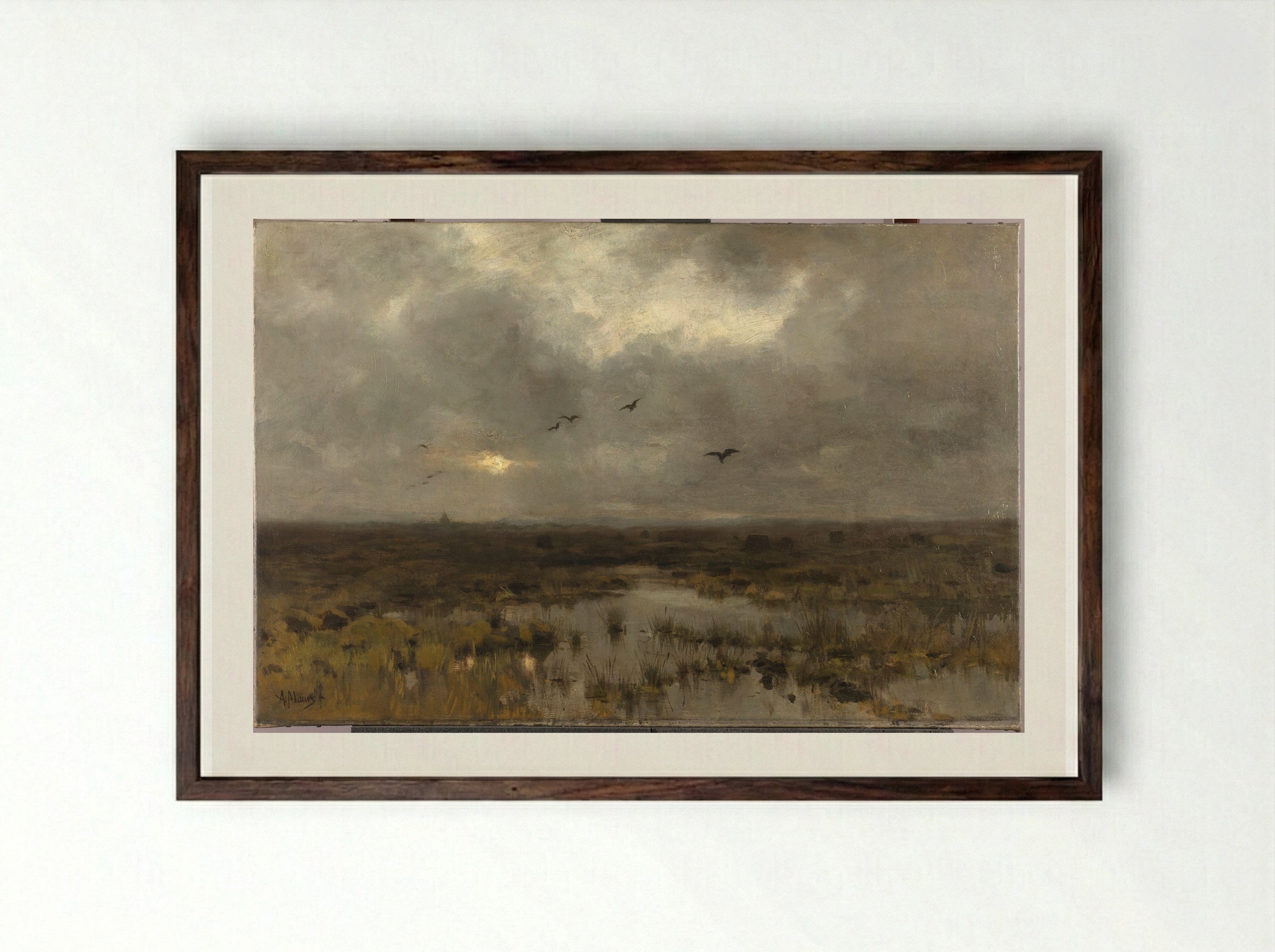 The Marsh - Anton Mauve - Framed Print Dark Wood