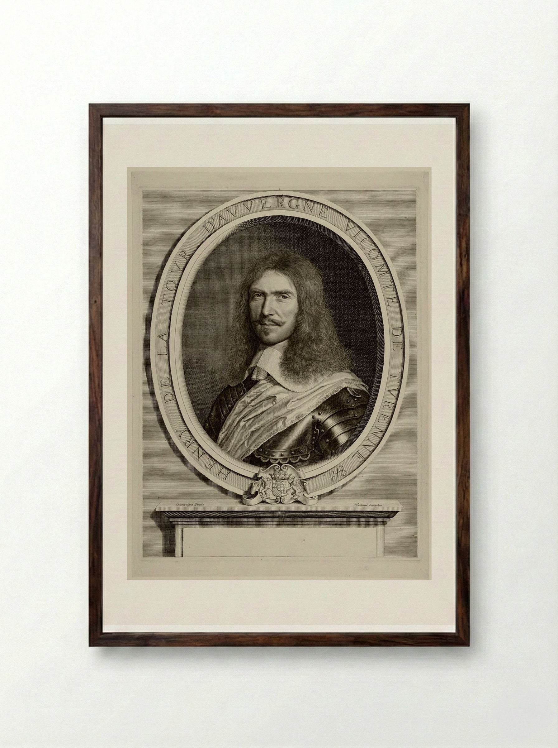 The Marshall of Turenne - Robert Nanteuil - Framed Print Dark Wood