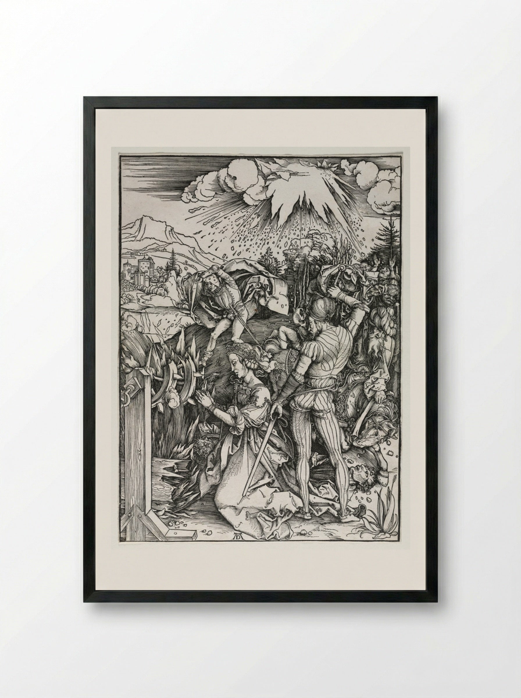 The Martyrdom of Saint Catherine of Alexandria - Albrecht Dürer - Framed Print Black
