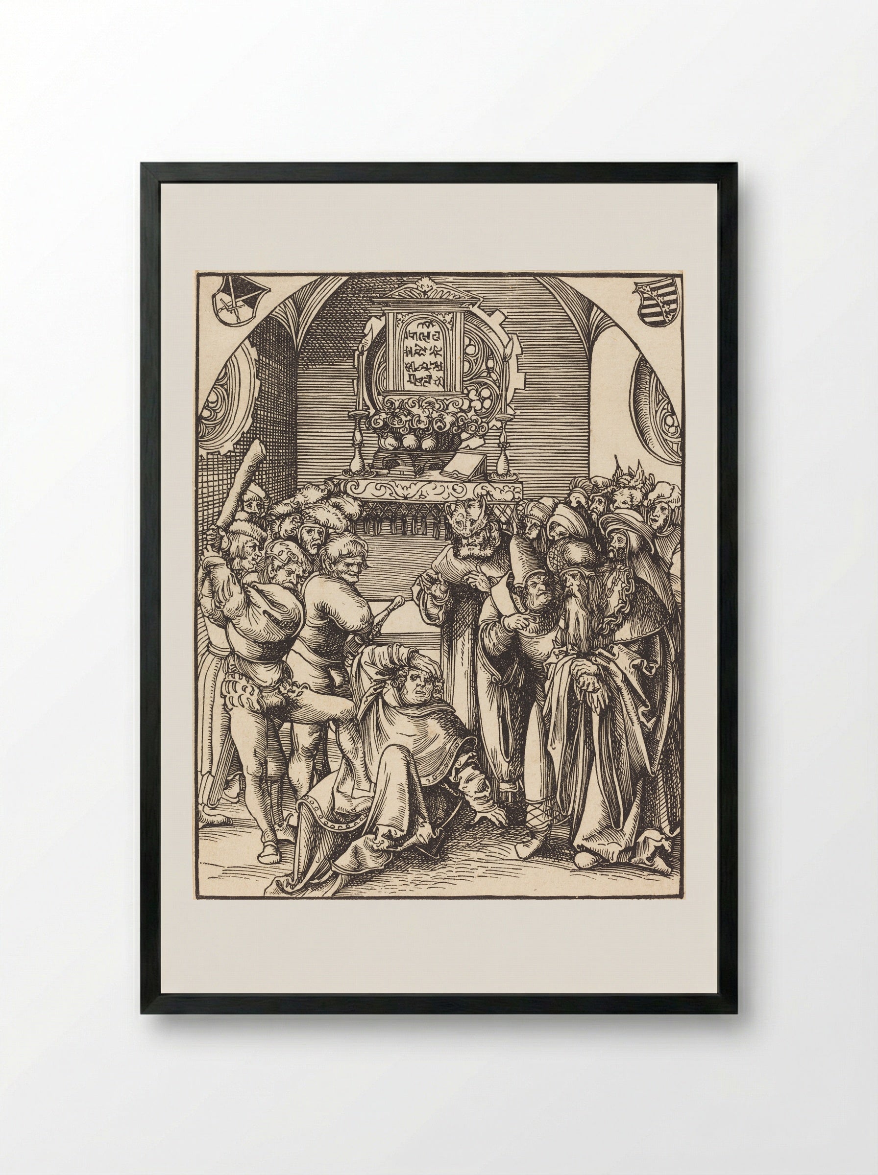 The Martyrdom of Saint Jude - Lucas Cranach the Elder - Framed Print Black