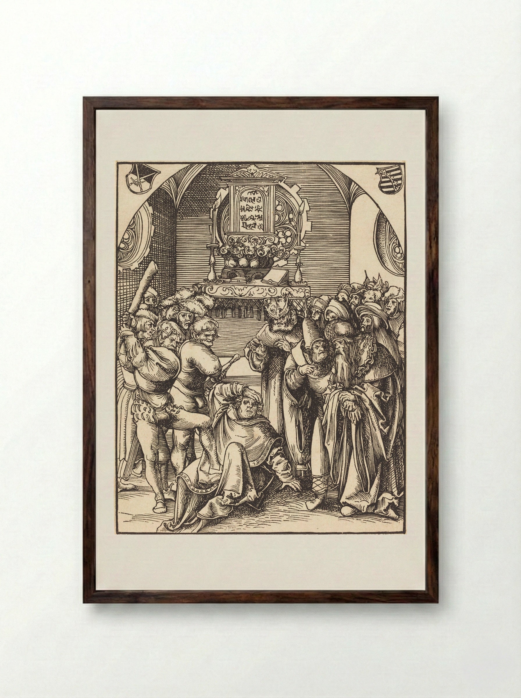 The Martyrdom of Saint Jude - Lucas Cranach the Elder - Framed Print Dark Wood