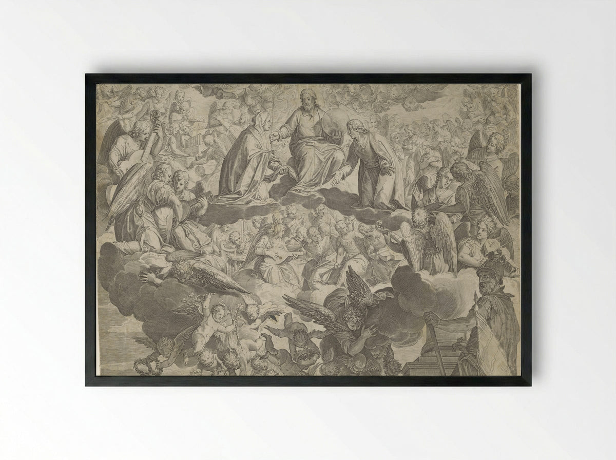 The Martyrdom of Saint Justina of Padua (Upper Half) - Agostino Carracci - Framed Print Black
