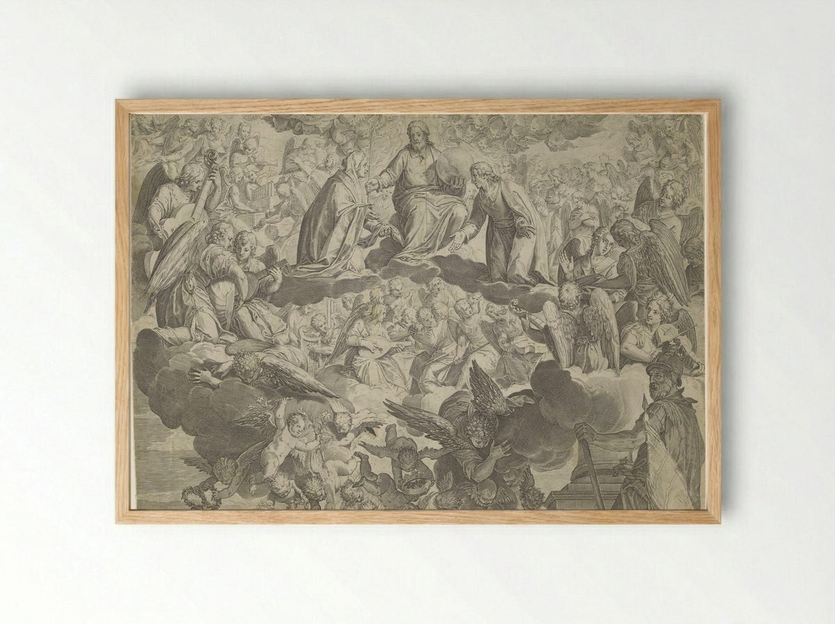 The Martyrdom of Saint Justina of Padua (Upper Half) - Agostino Carracci - Framed Print Wood