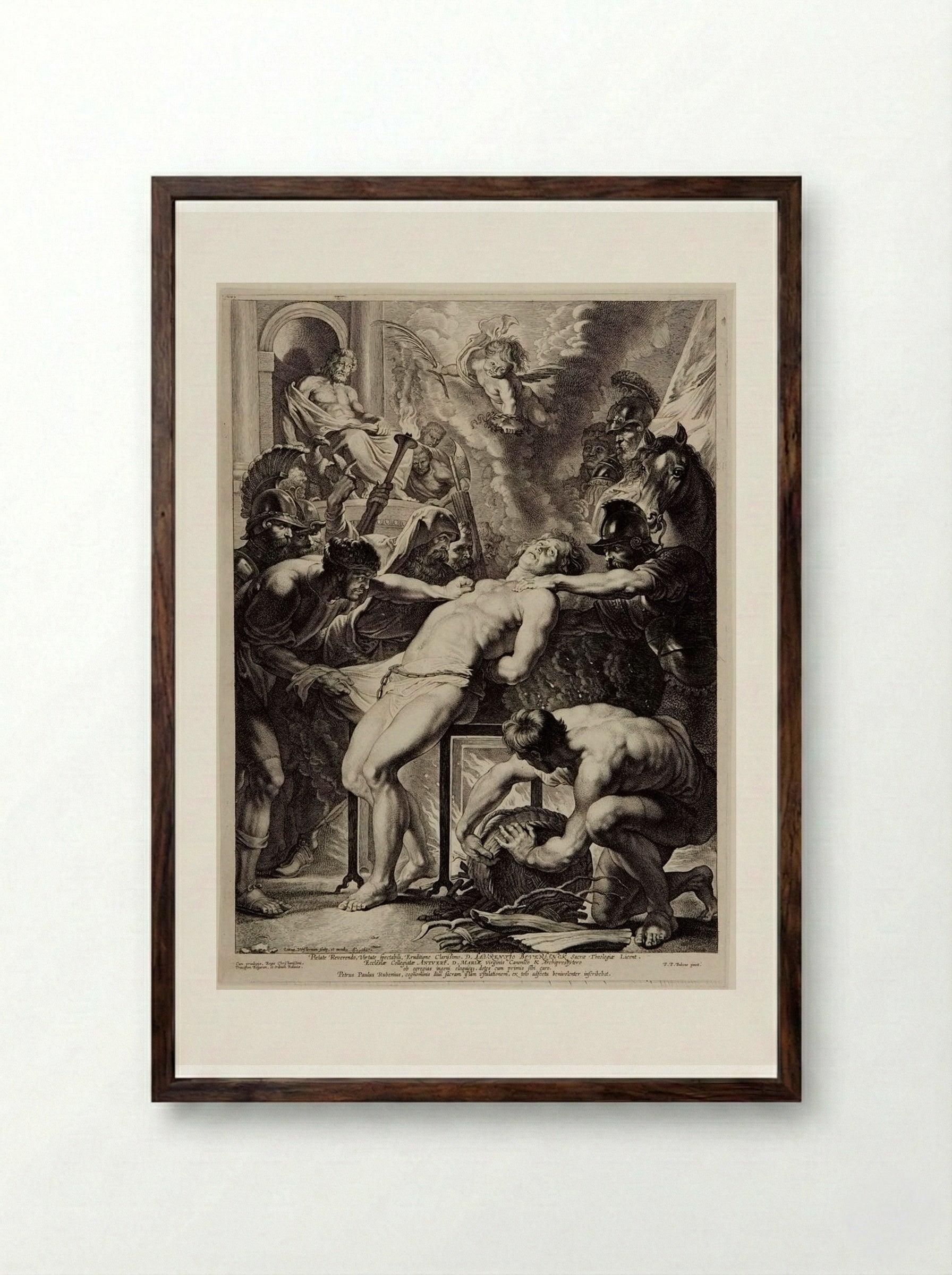 The Martyrdom of Saint Lawrence - Lucas Vorsterman I - Framed Print Dark Wood