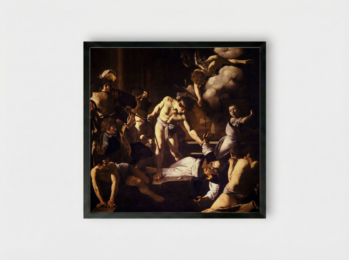The Martyrdom of Saint Matthew - Caravaggio - Framed Print Black