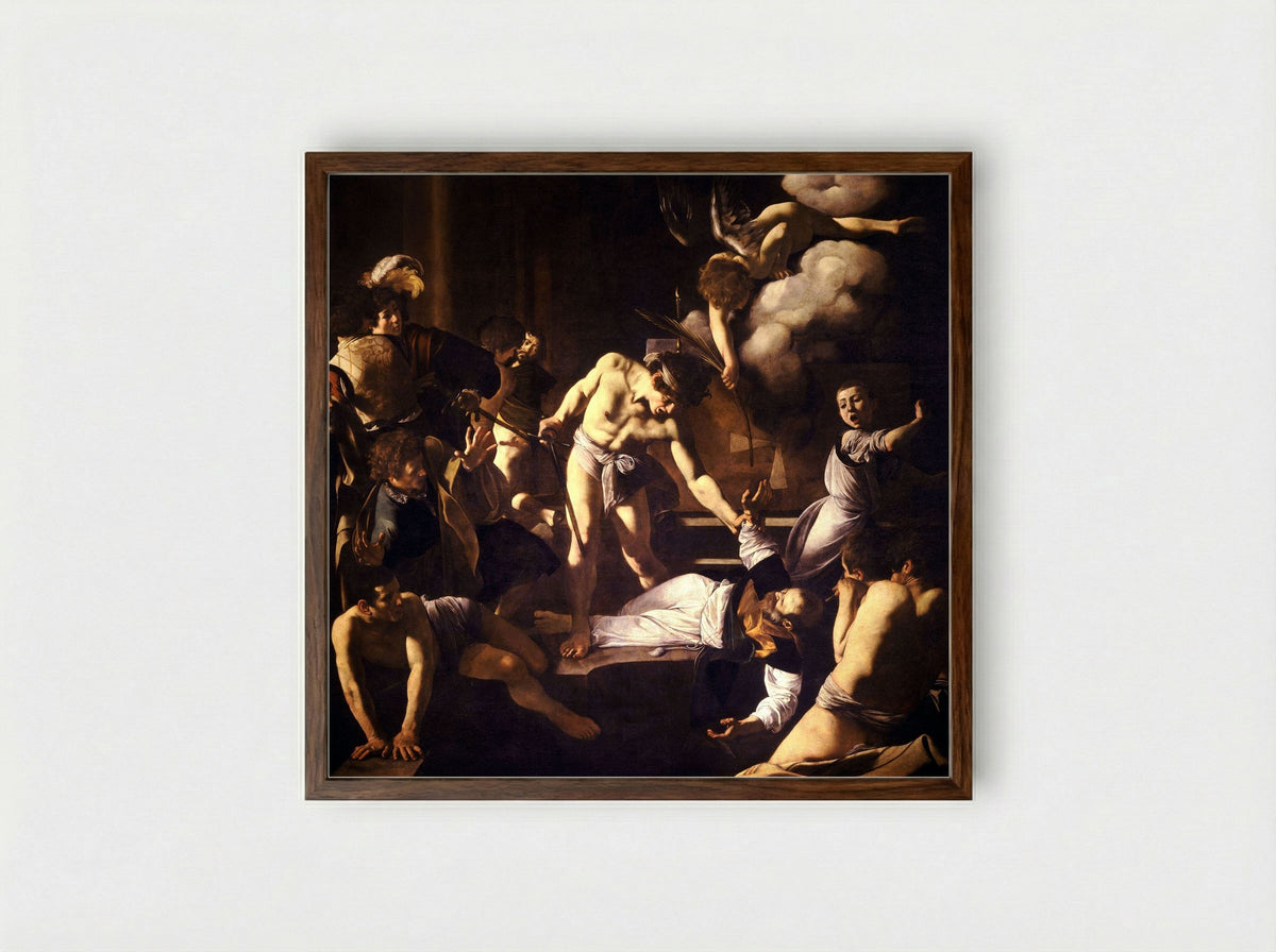 The Martyrdom of Saint Matthew - Caravaggio - Framed Print Dark Wood