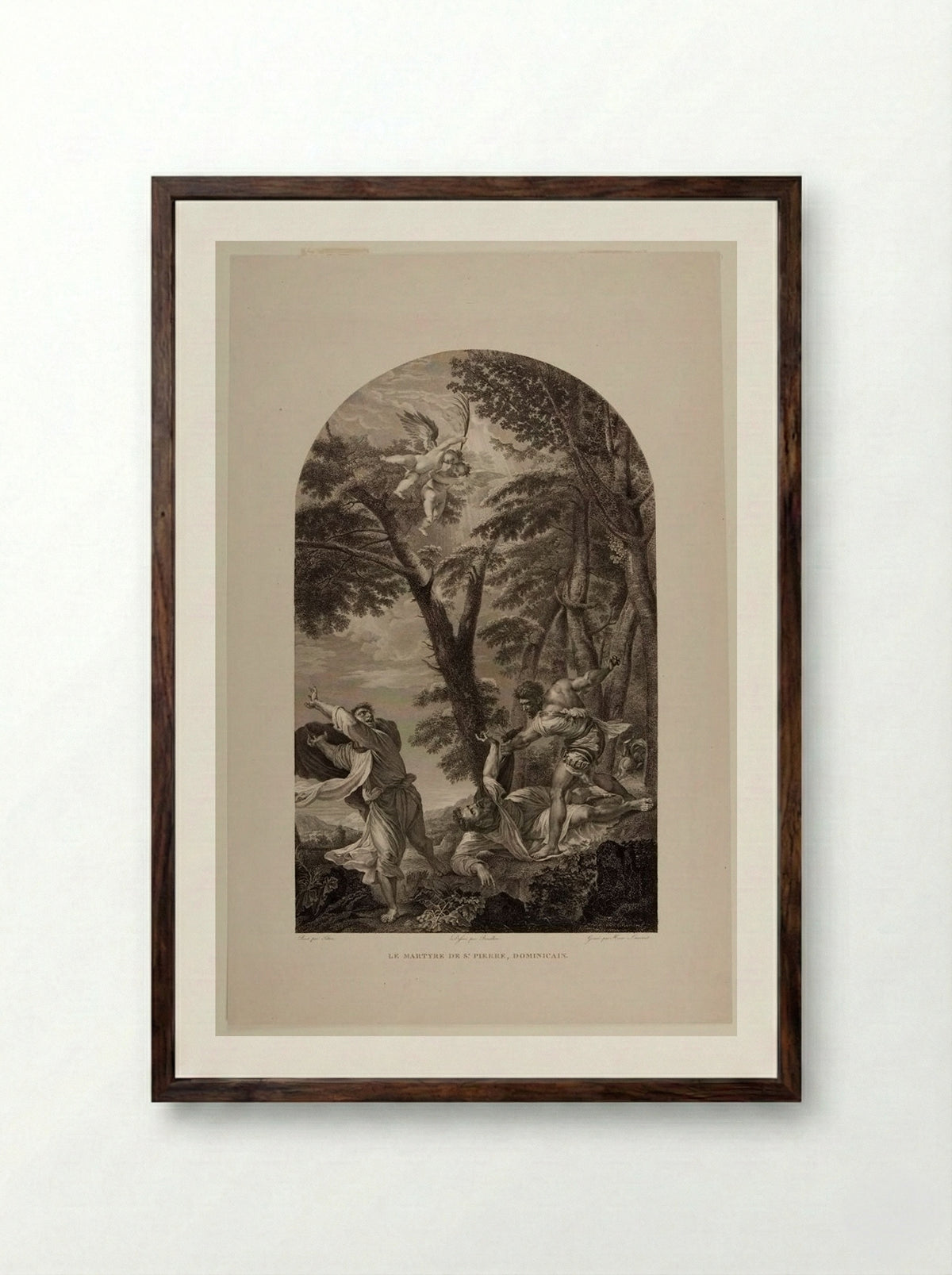 The Martyrdom of Saint Peter of Verona - Pierre Louis Henri Laurent - Framed Print Dark Wood