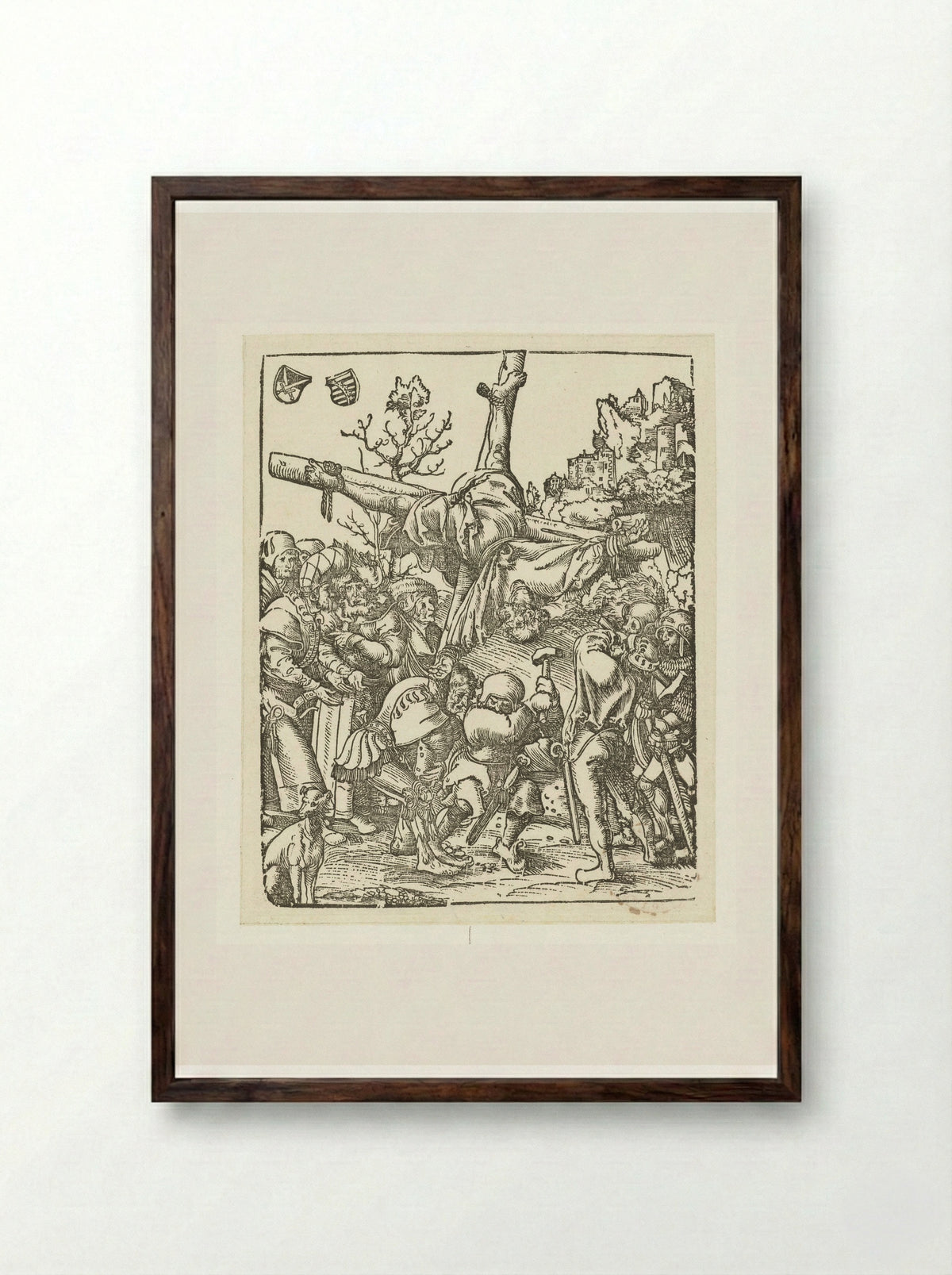 The Martyrdom of Saint Peter - Lucas Cranach the Elder - Framed Print Dark Wood