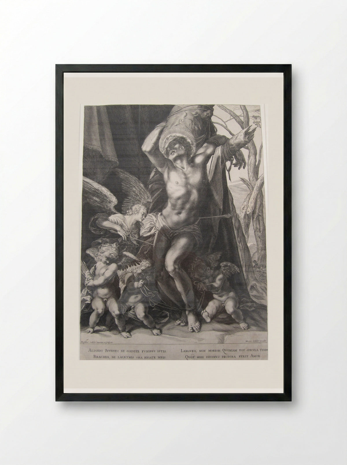 The Martyrdom of Saint Sebastian - Aegidius Sadeler II - Framed Print Black