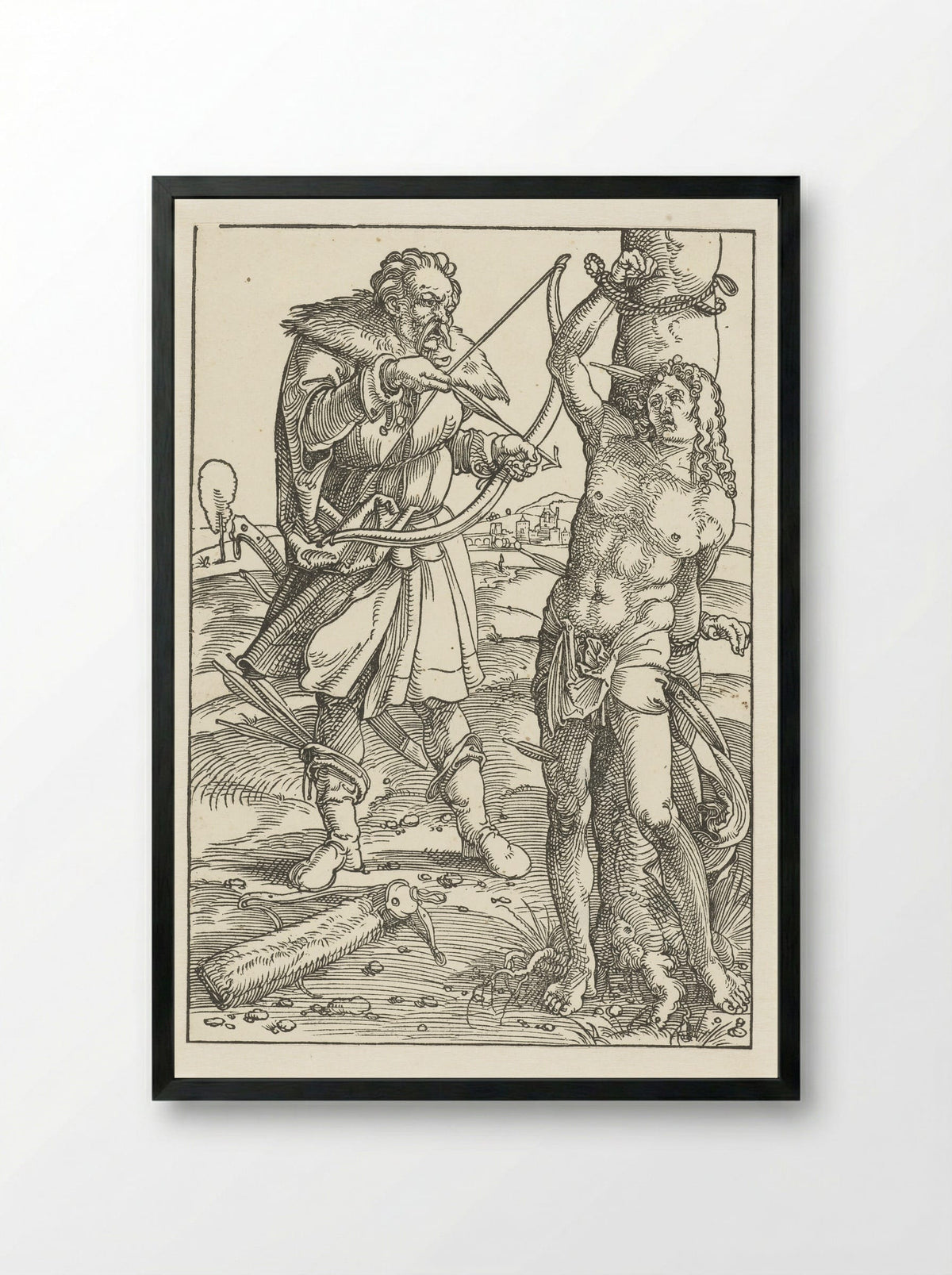 The Martyrdom of Saint Sebastian - Hans Baldung Grien - Framed Print Black