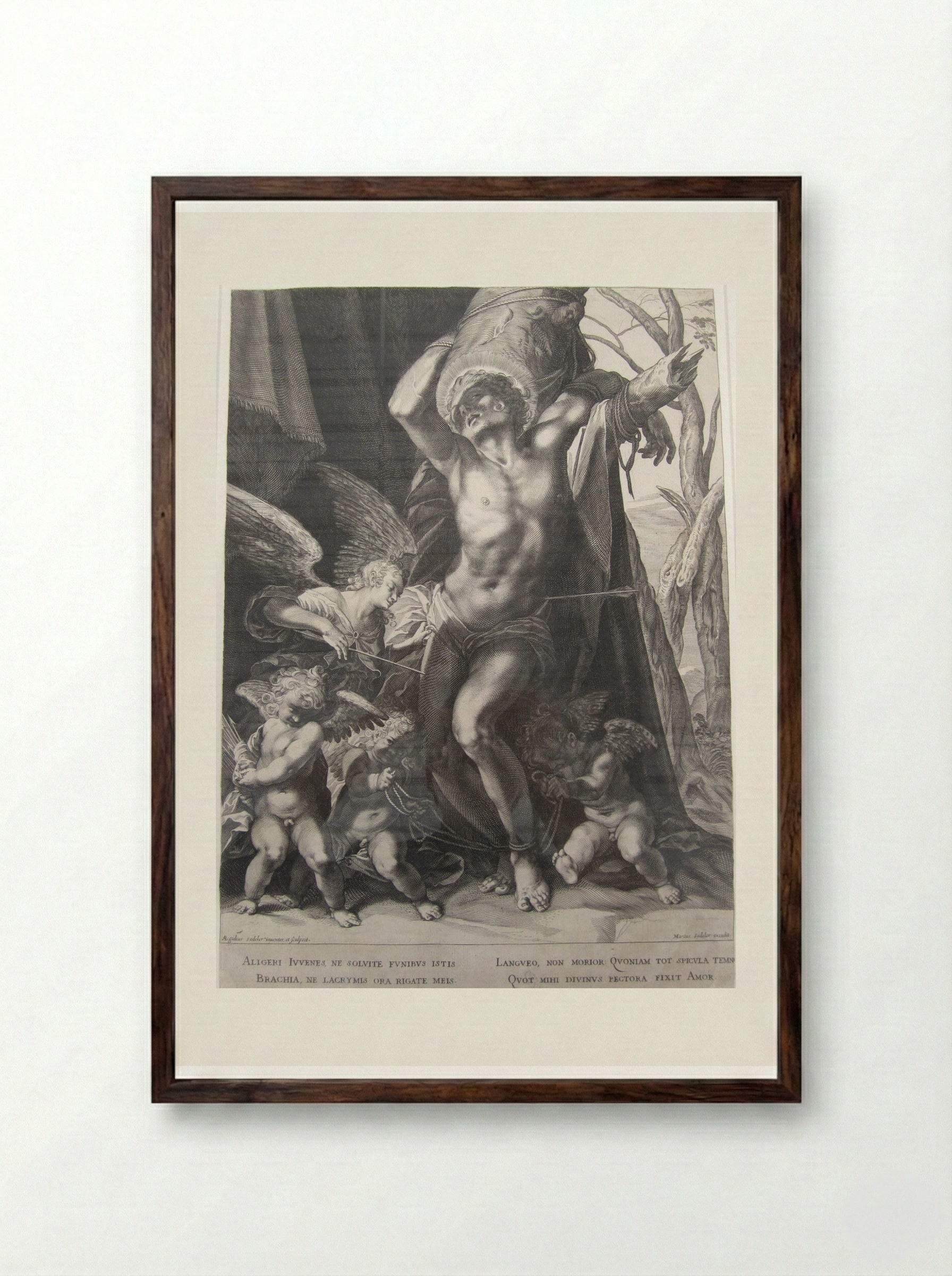 The Martyrdom of Saint Sebastian - Aegidius Sadeler II - Framed Print Dark Wood